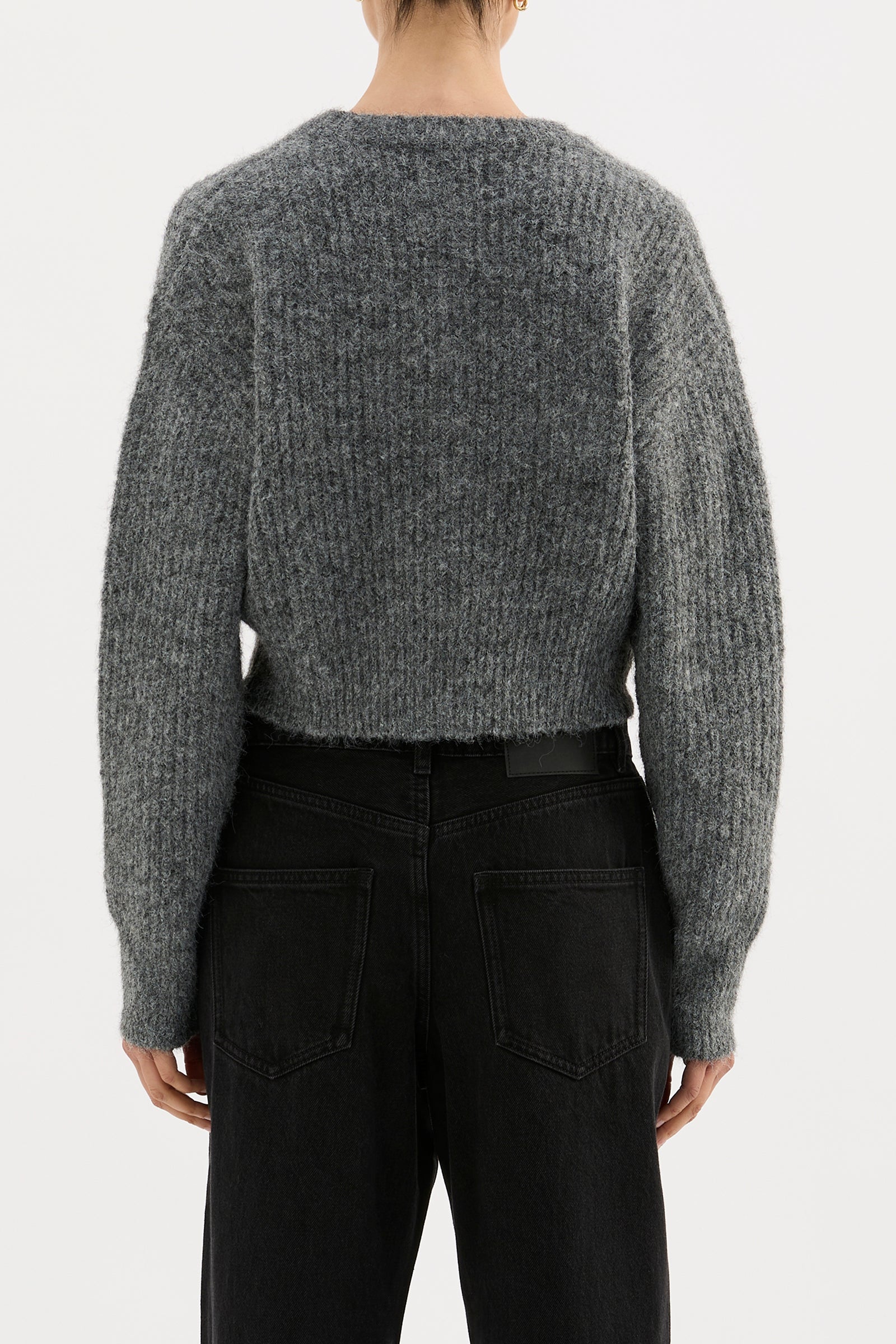 Nixon Cropped Cardigan Charcoal 