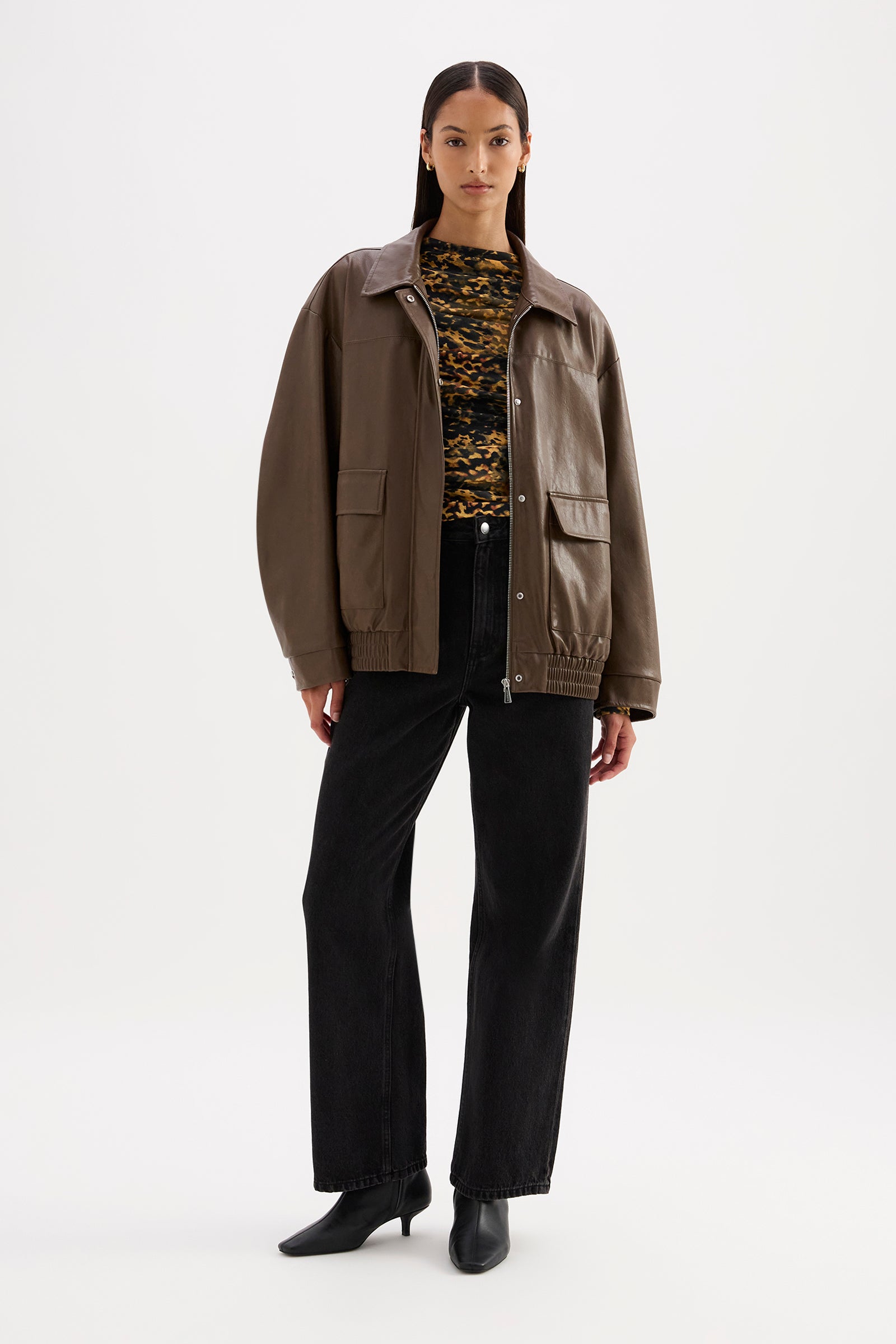 Lyla Vegan Leather Jacket Umber 