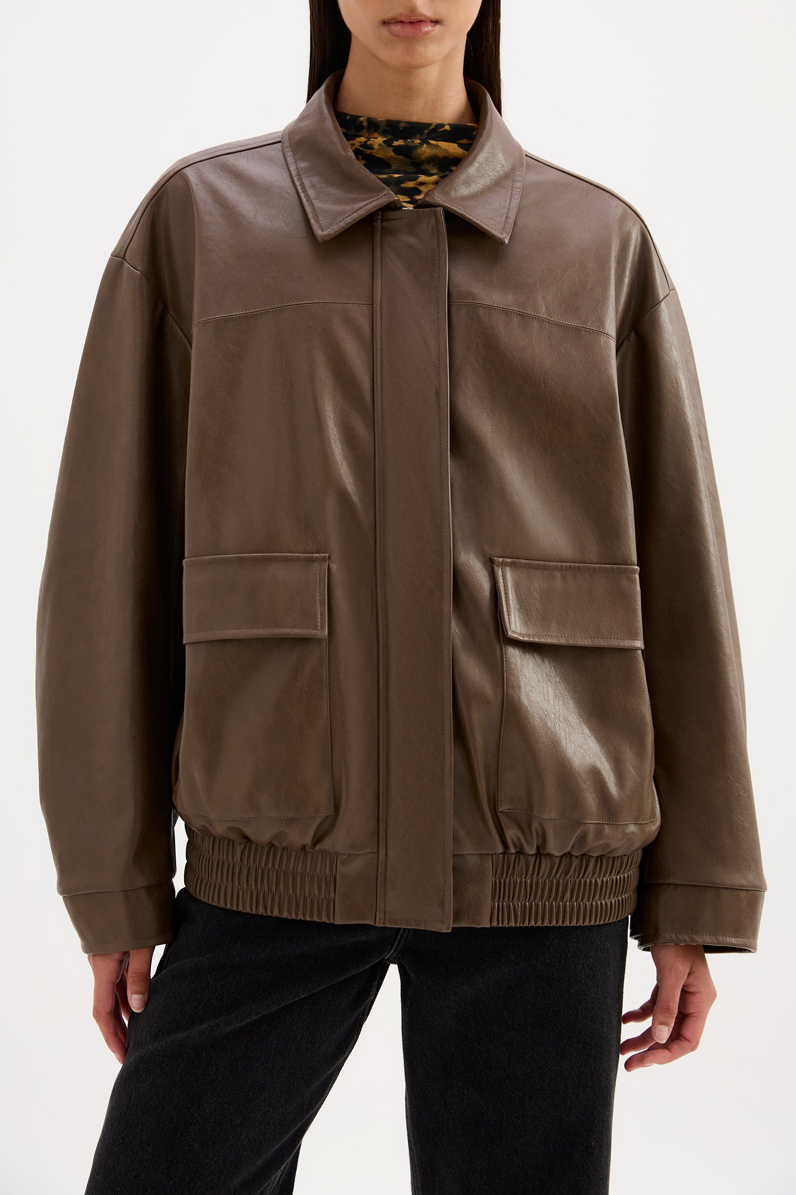 Lyla Vegan Leather Jacket Umber 