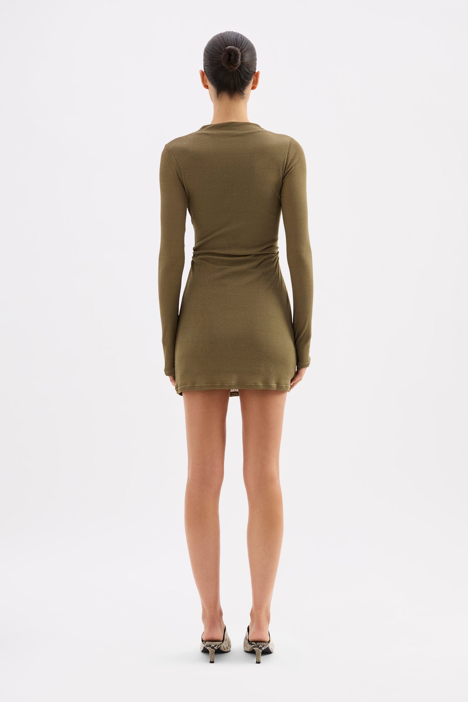 Imani Mesh Mini Dress Deep Olive 