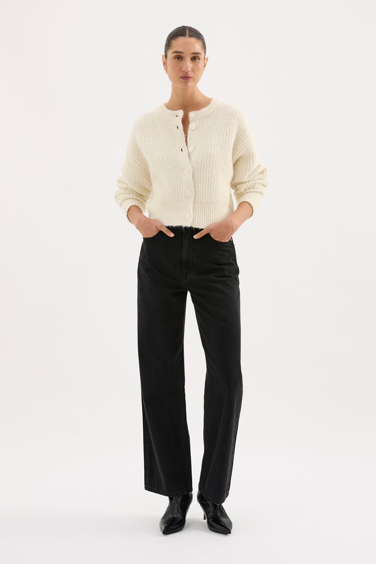 Nixon Cropped Cardigan Ivory 