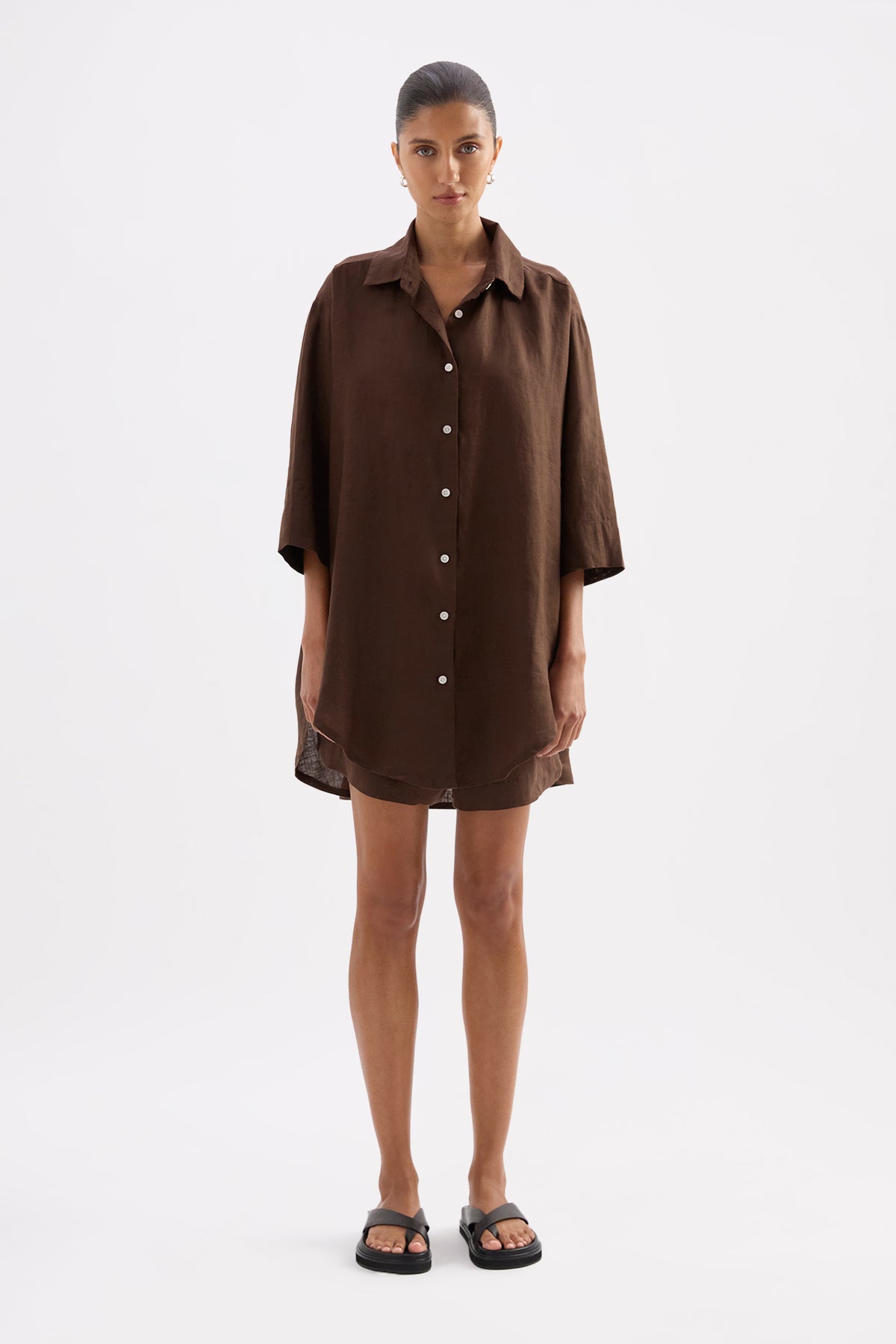 Lounge Linen Longline Shirt & Short Set 