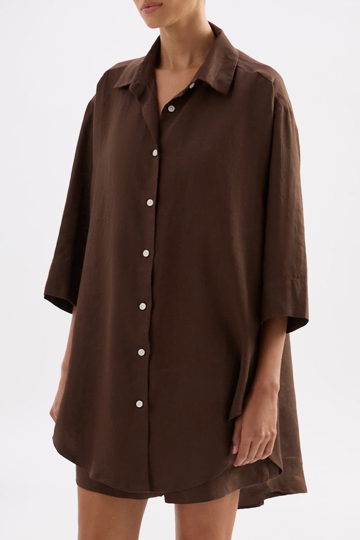 Lounge Linen Longline Shirt & Short Set 