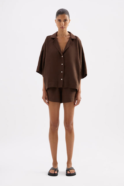 Lounge Linen Short Chocolate 