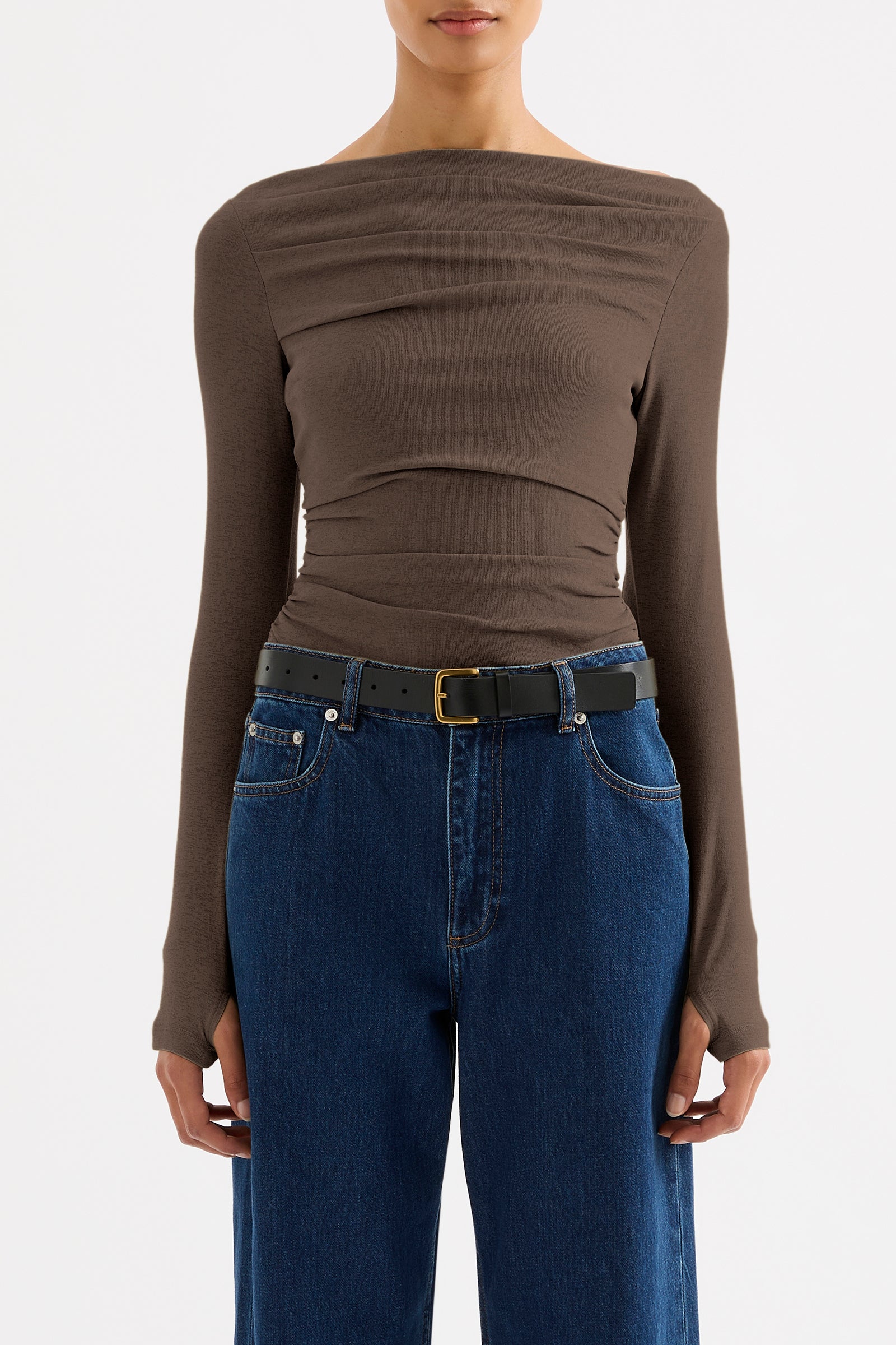 Ziel Off Shoulder Top Bark 