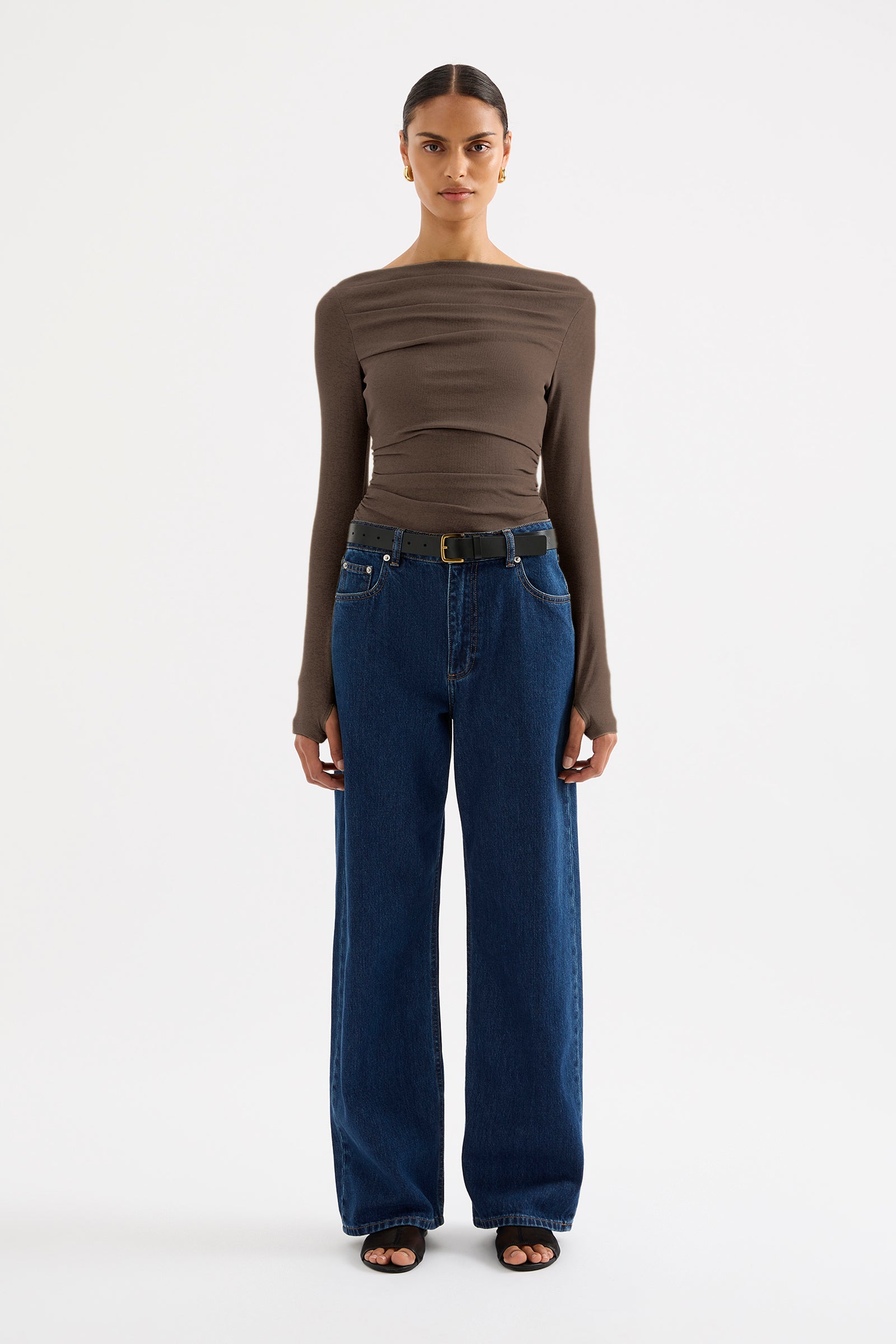 Ziel Off Shoulder Top Bark 