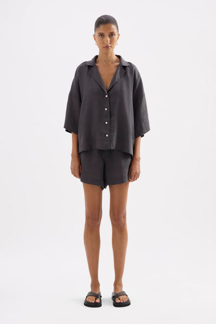 Lounge Linen Shirt Coal 
