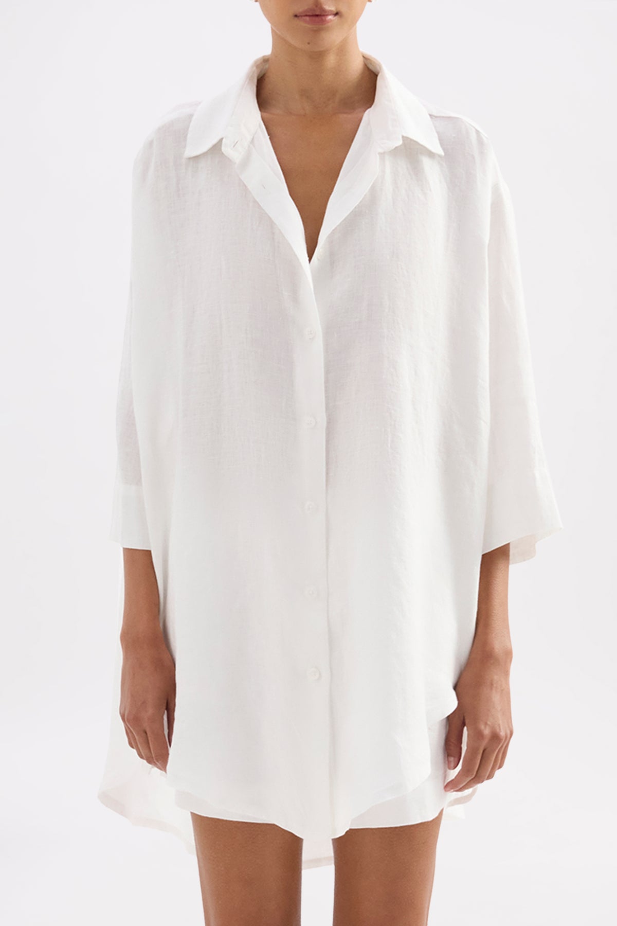 Lounge Linen Longline Shirt & Short Set 