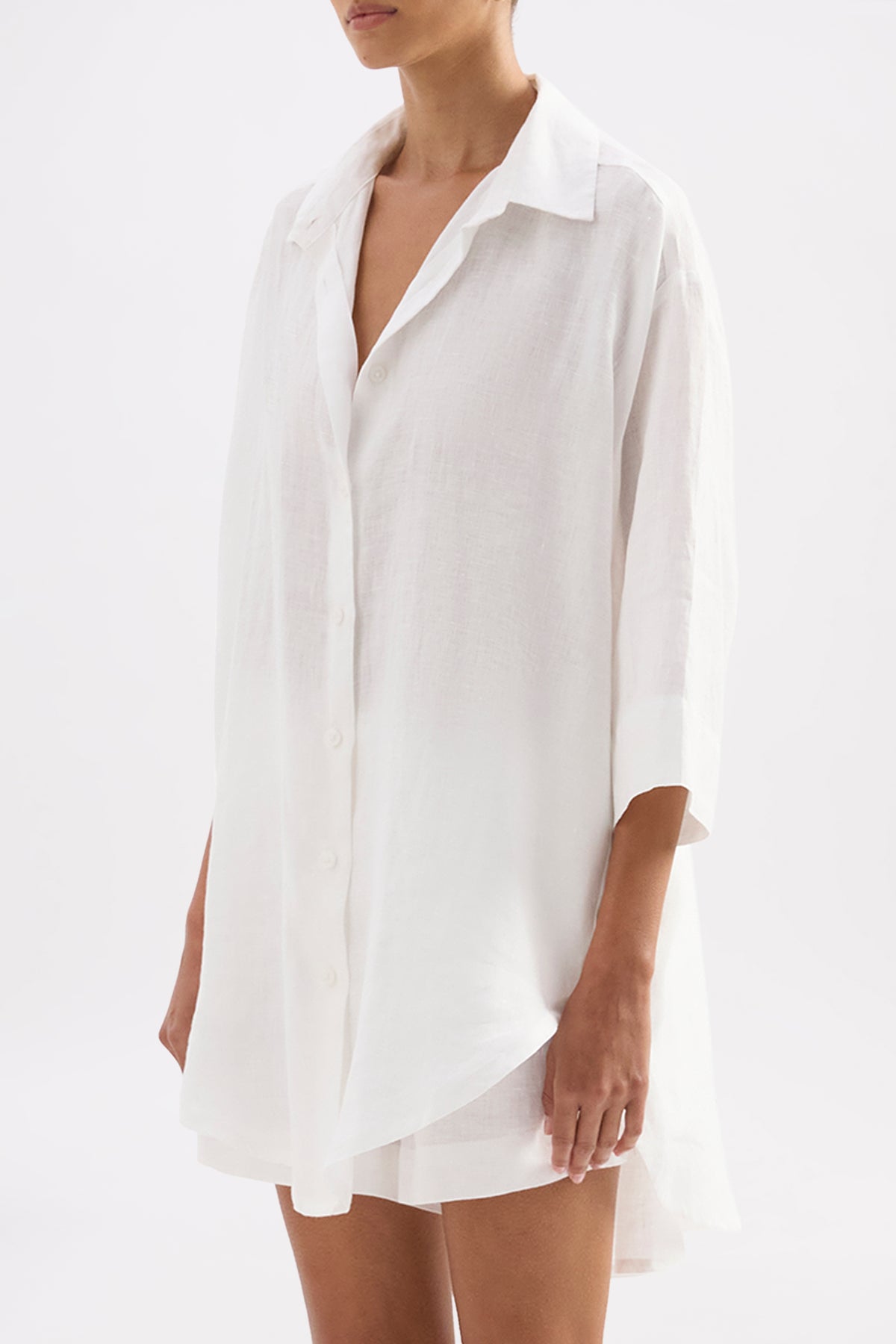 Lounge Linen Longline Shirt & Short Set 