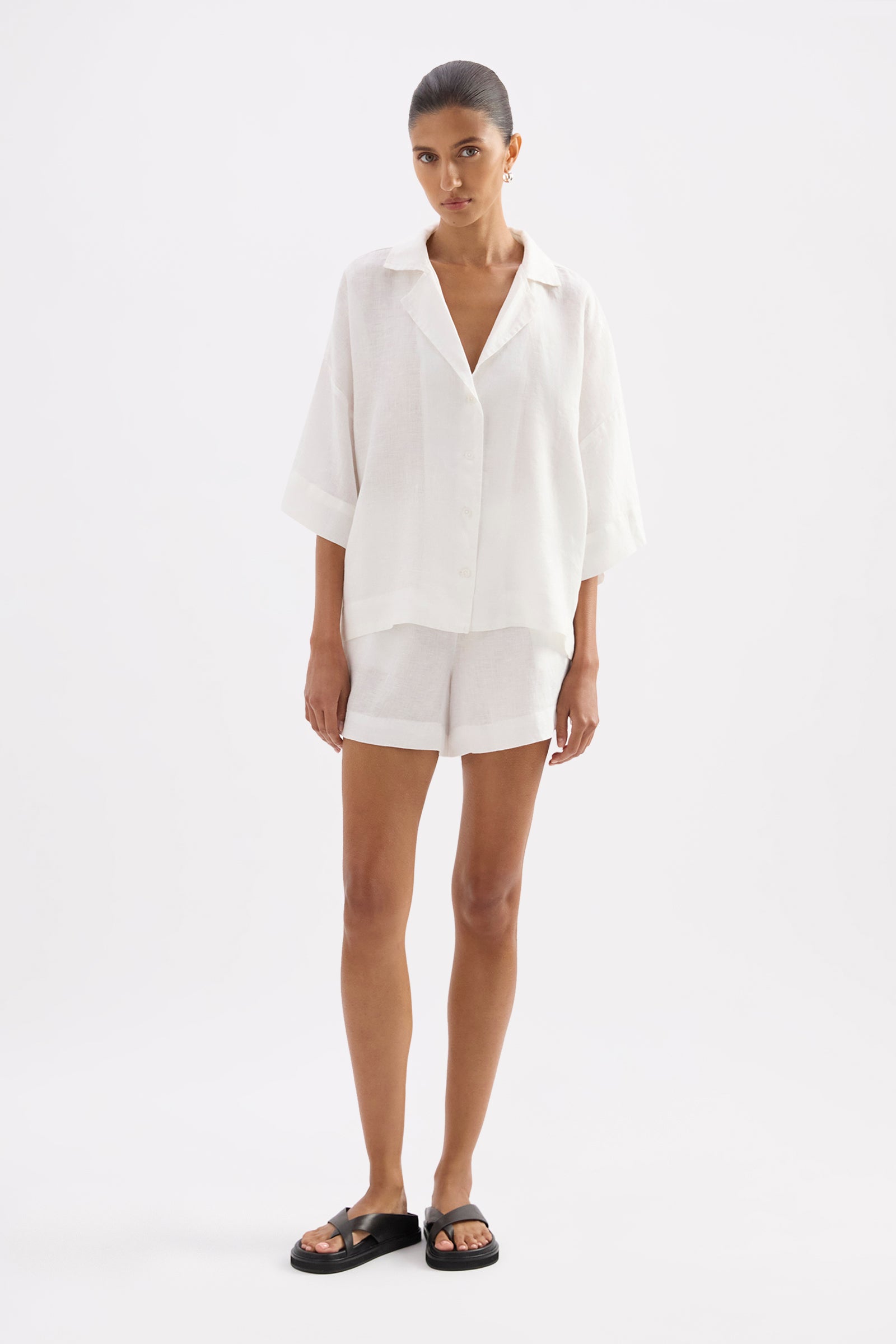 Lounge Linen Short White 