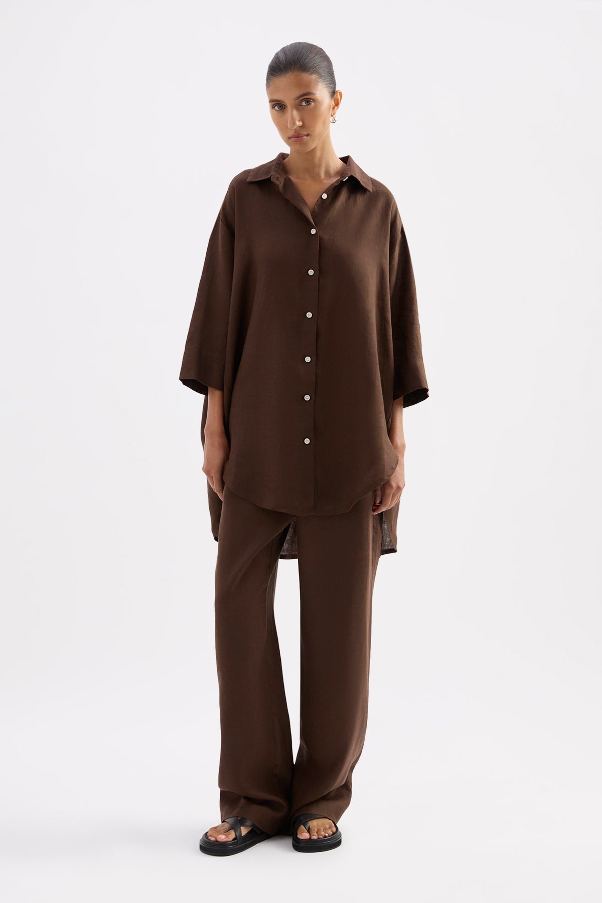 Lounge Linen Longline Shirt & Pant Set 