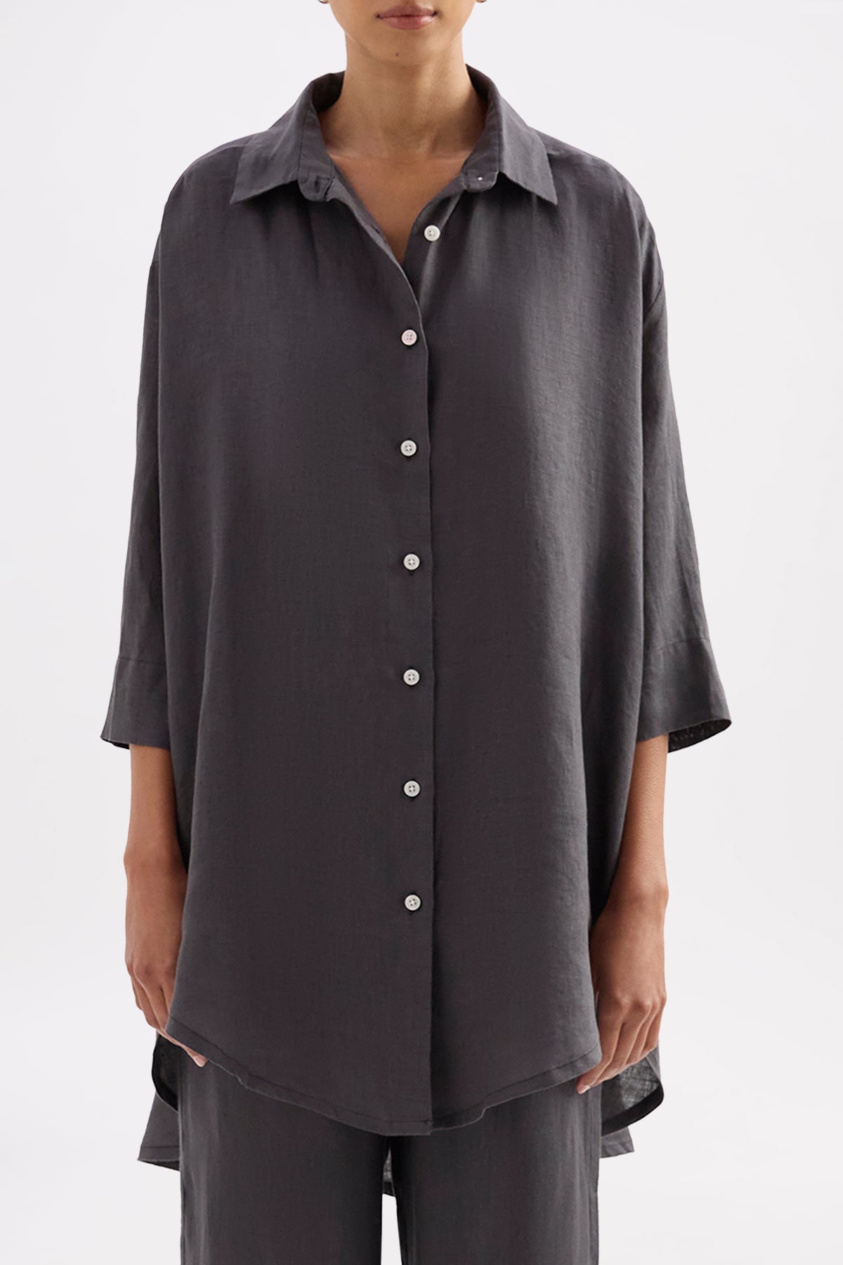 Lounge Linen Longline Shirt & Crop Pant Set 