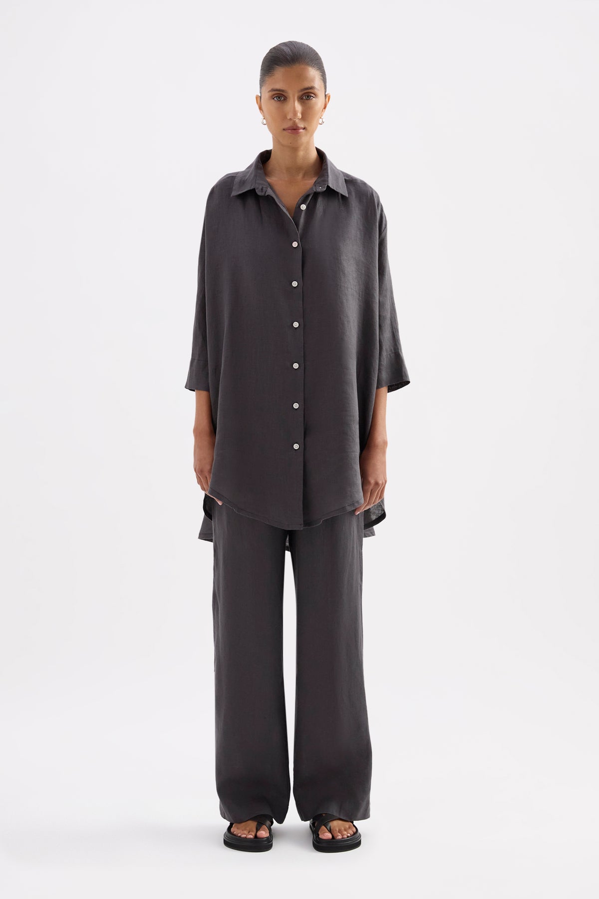 Lounge Linen Longline Shirt & Pant Set 