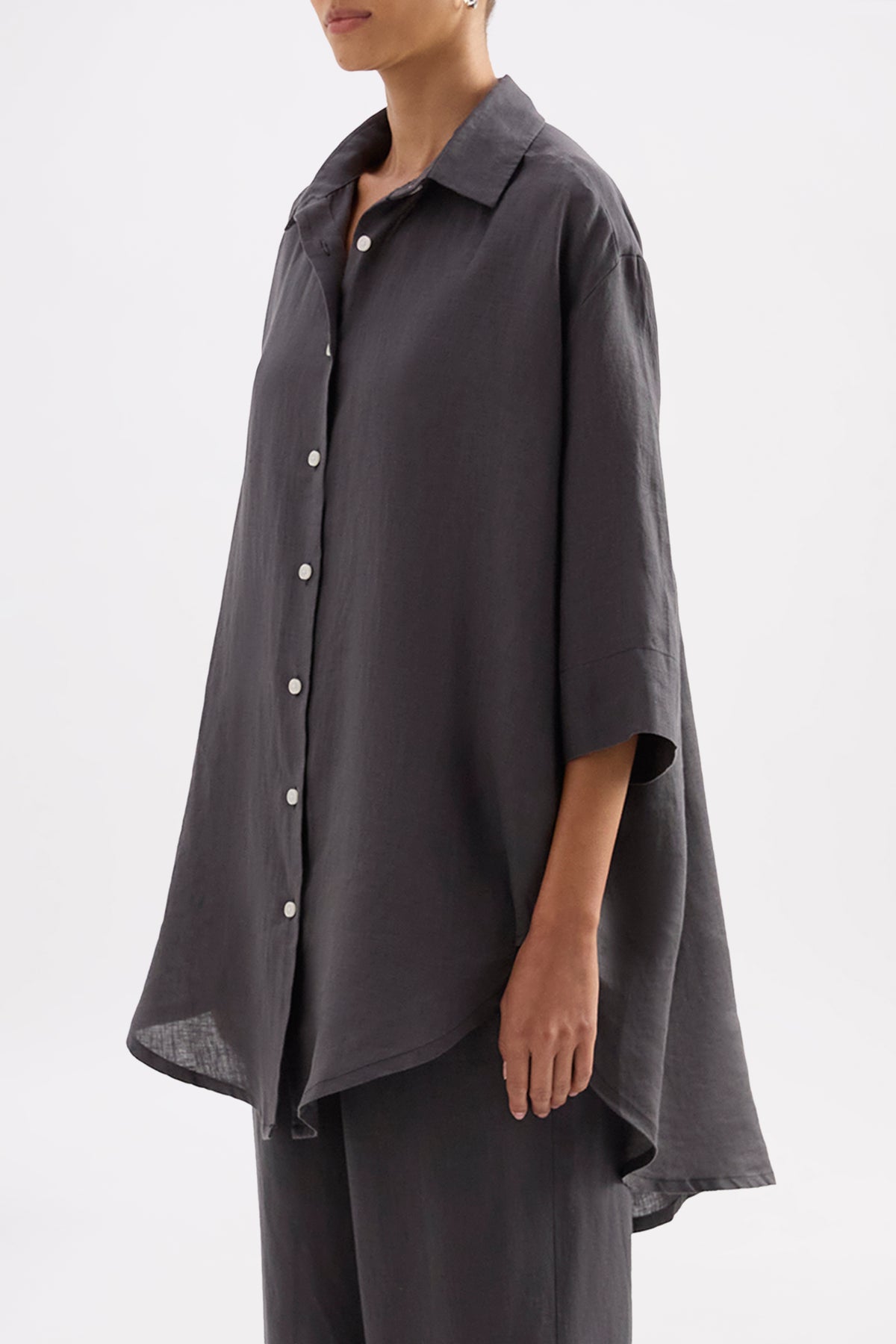 Lounge Linen Longline Shirt & Crop Pant Set 