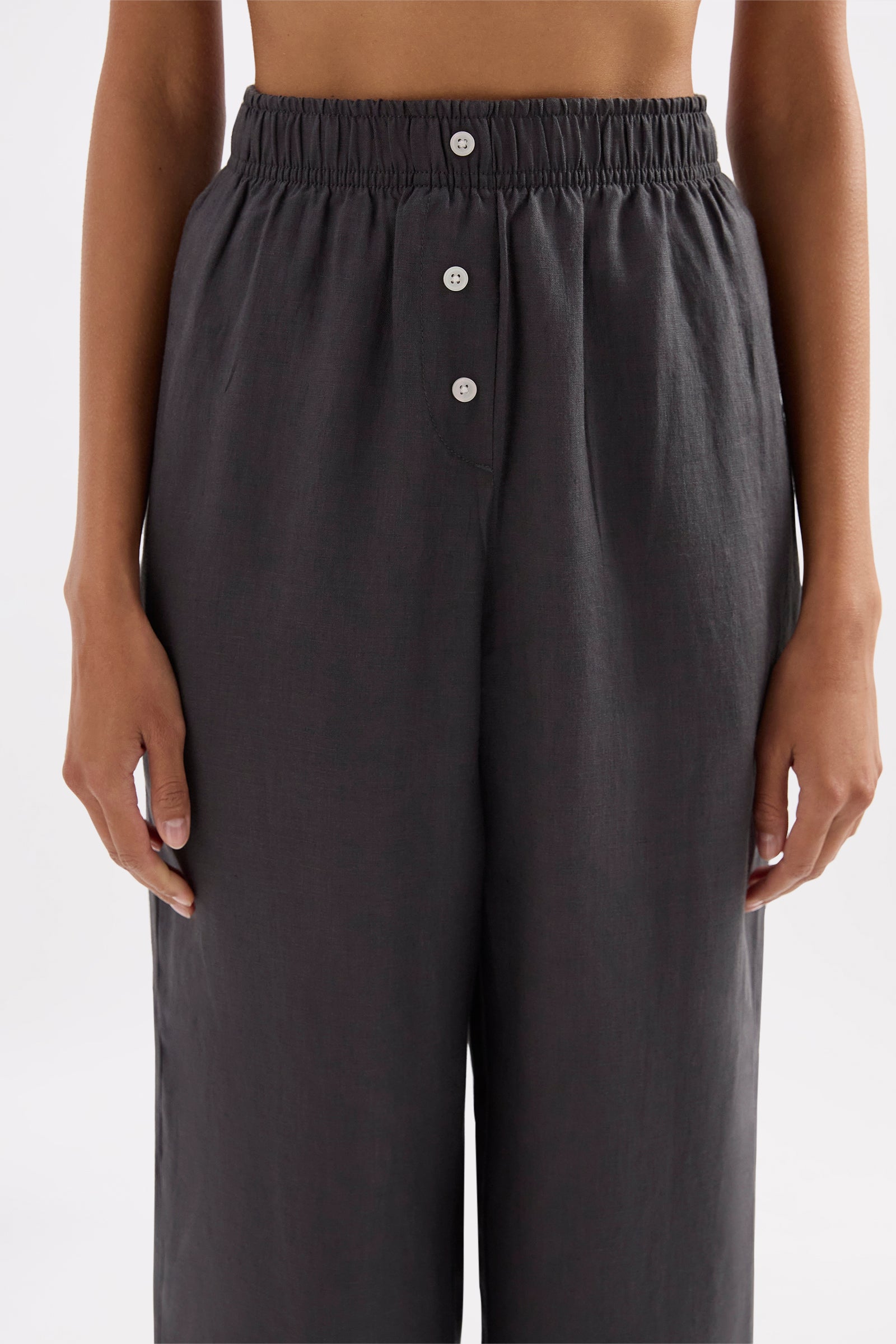 Lounge Linen Crop Pant Coal 