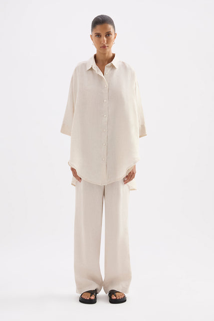 Lounge Linen Longline Shirt Natural 