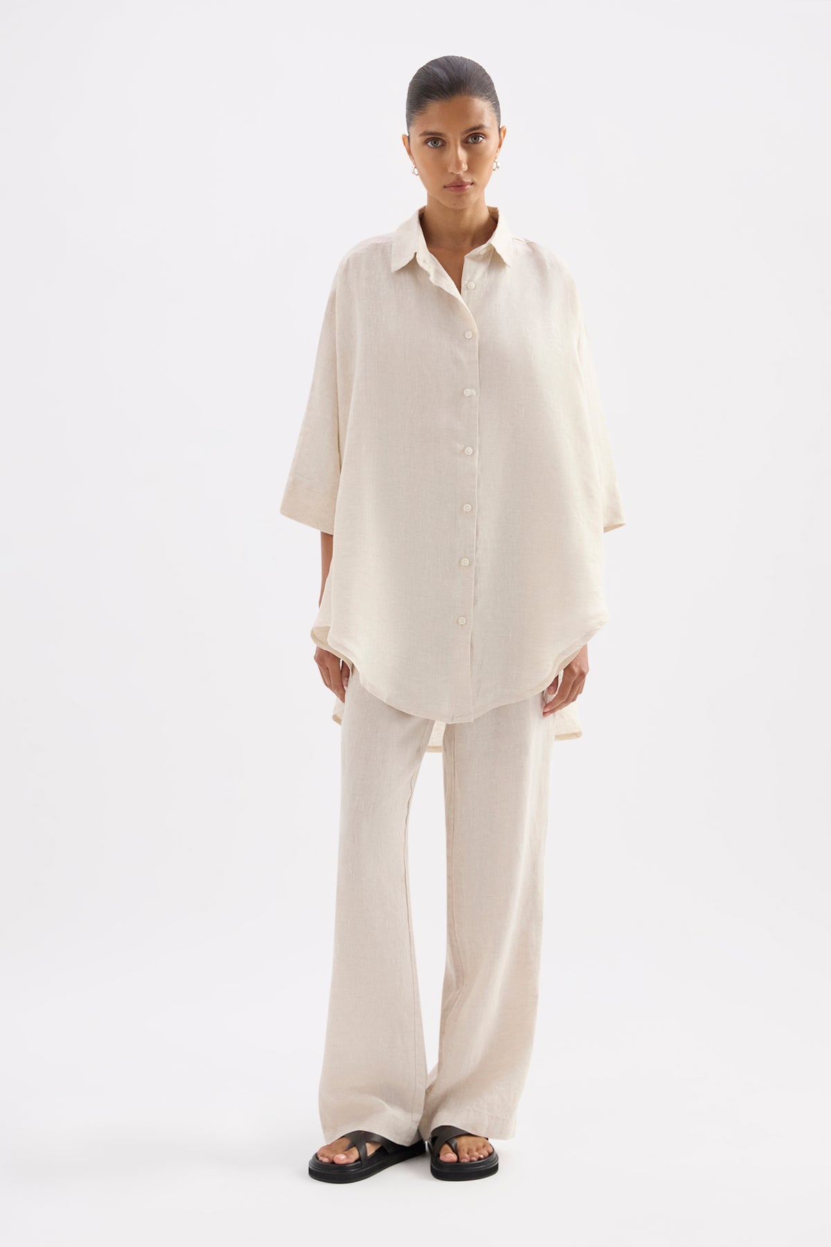 Lounge Linen Longline Shirt & Pant Set 