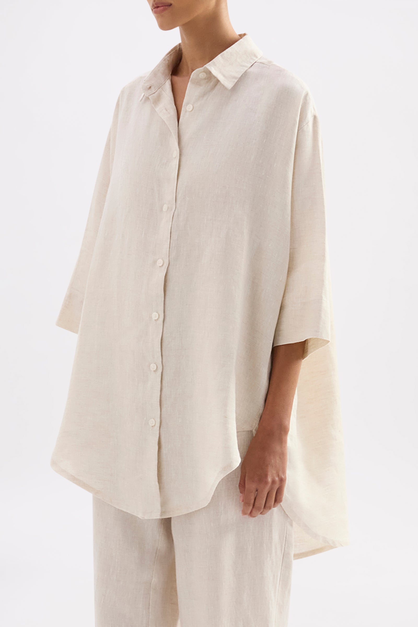 Lounge Linen Longline Shirt Natural 