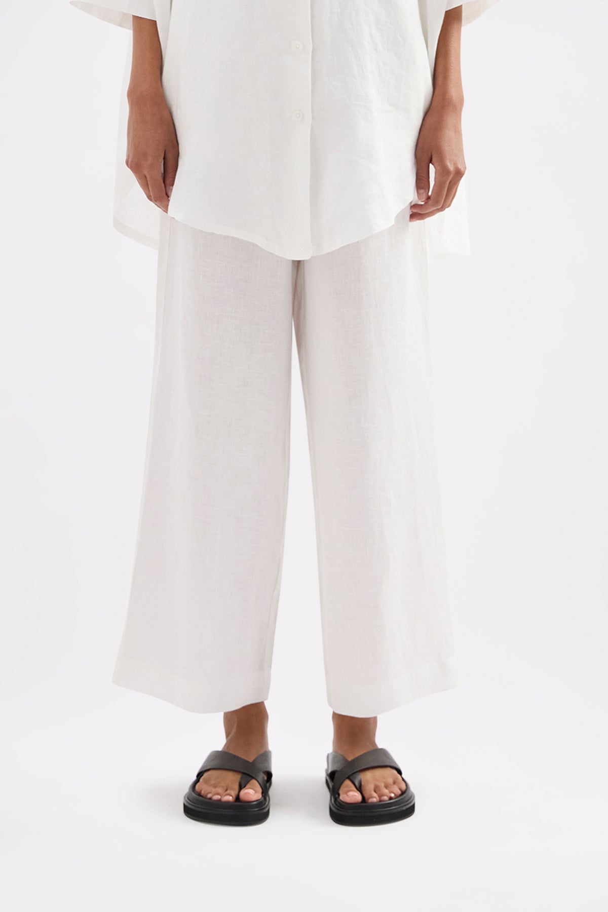 Lounge Linen Longline Shirt & Crop Pant Set 
