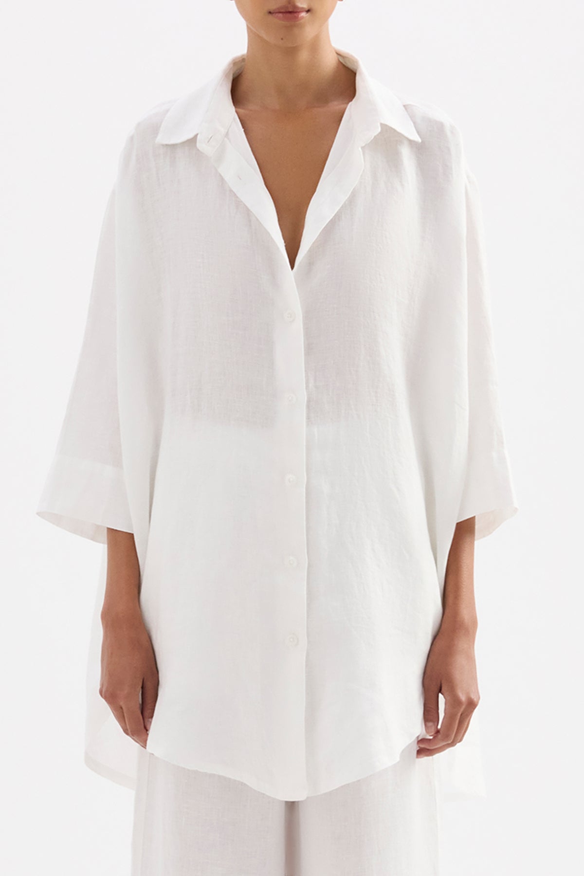 Lounge Linen Longline Shirt & Crop Pant Set 