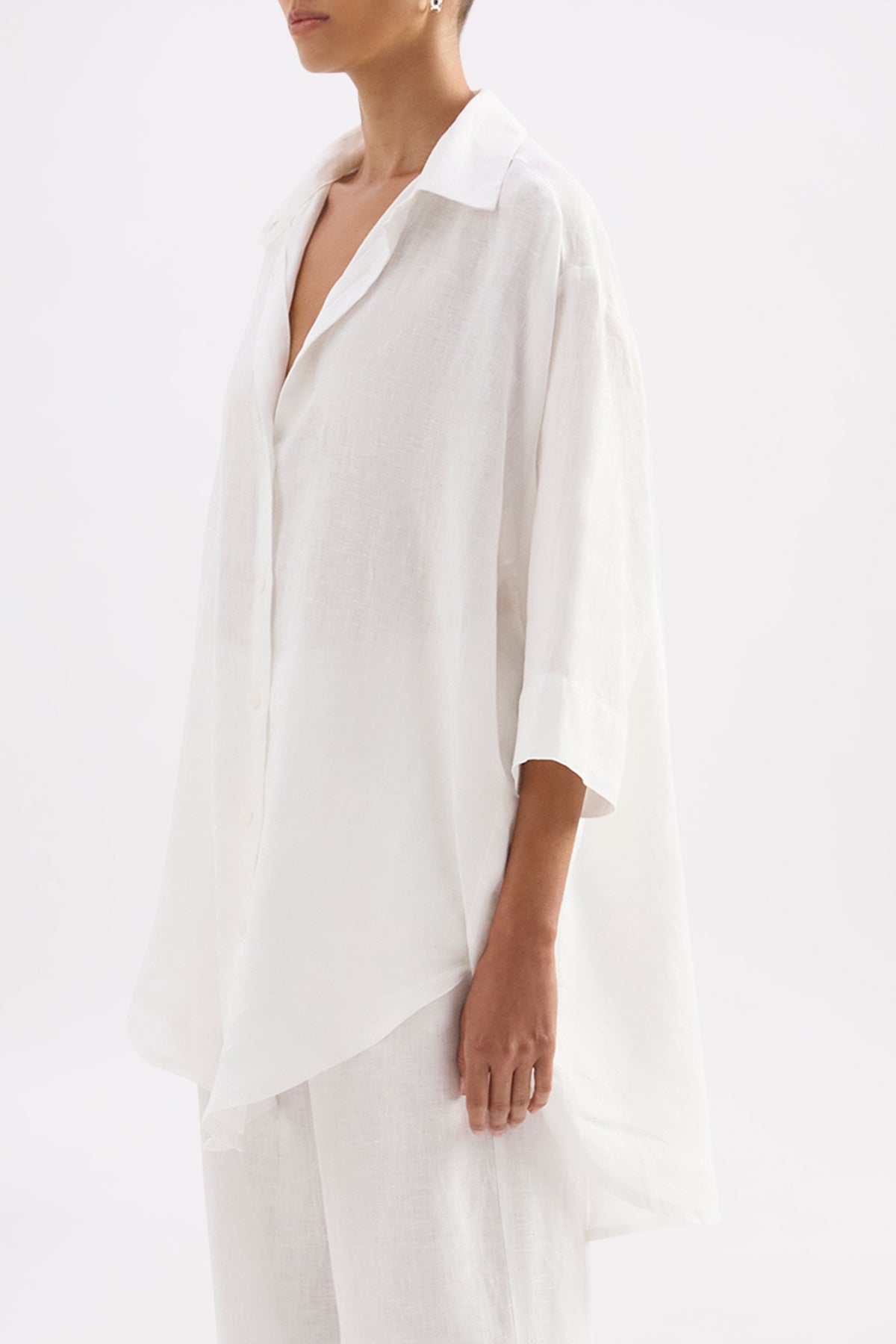 Lounge Linen Longline Shirt & Crop Pant Set 