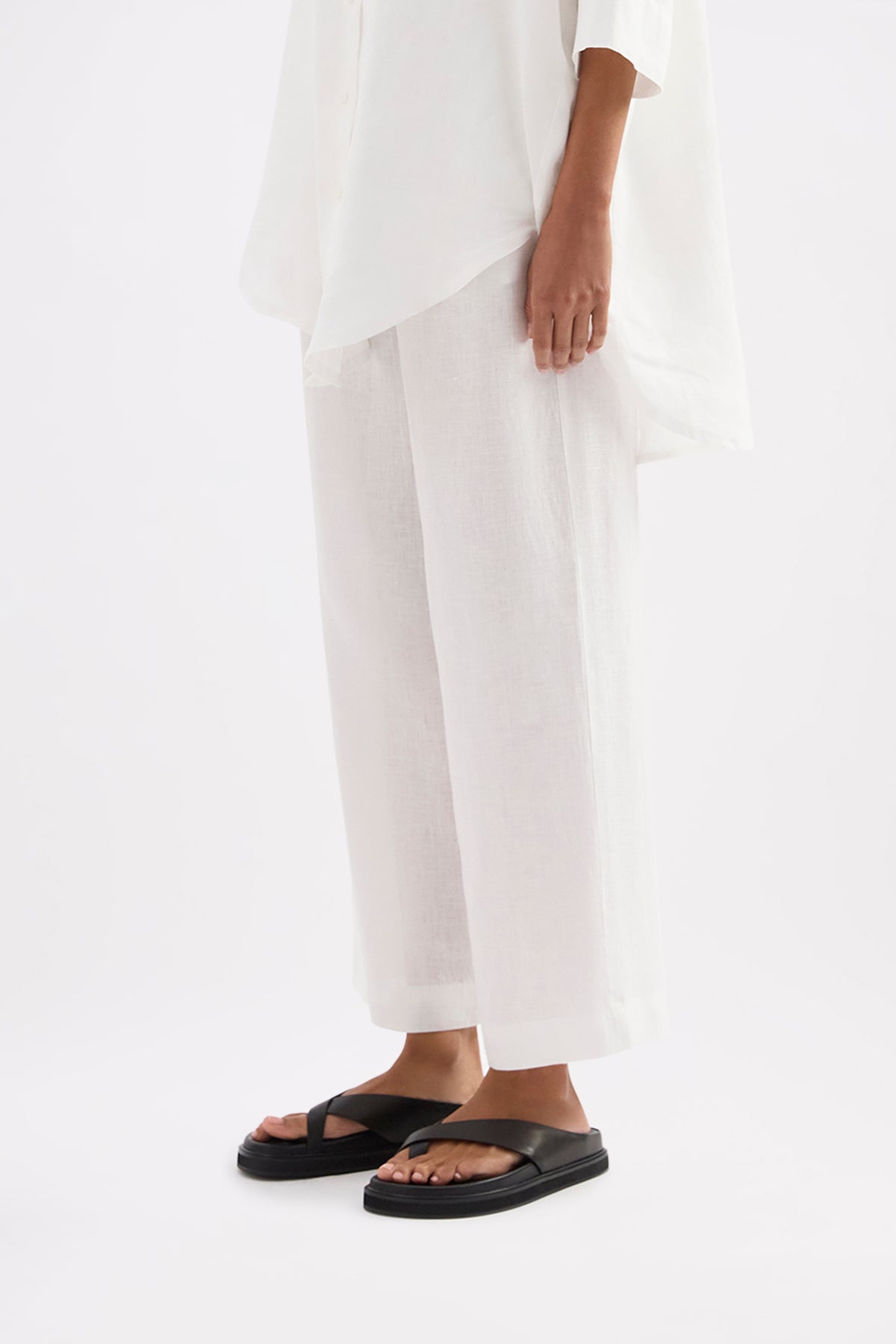 Lounge Linen Longline Shirt & Crop Pant Set 