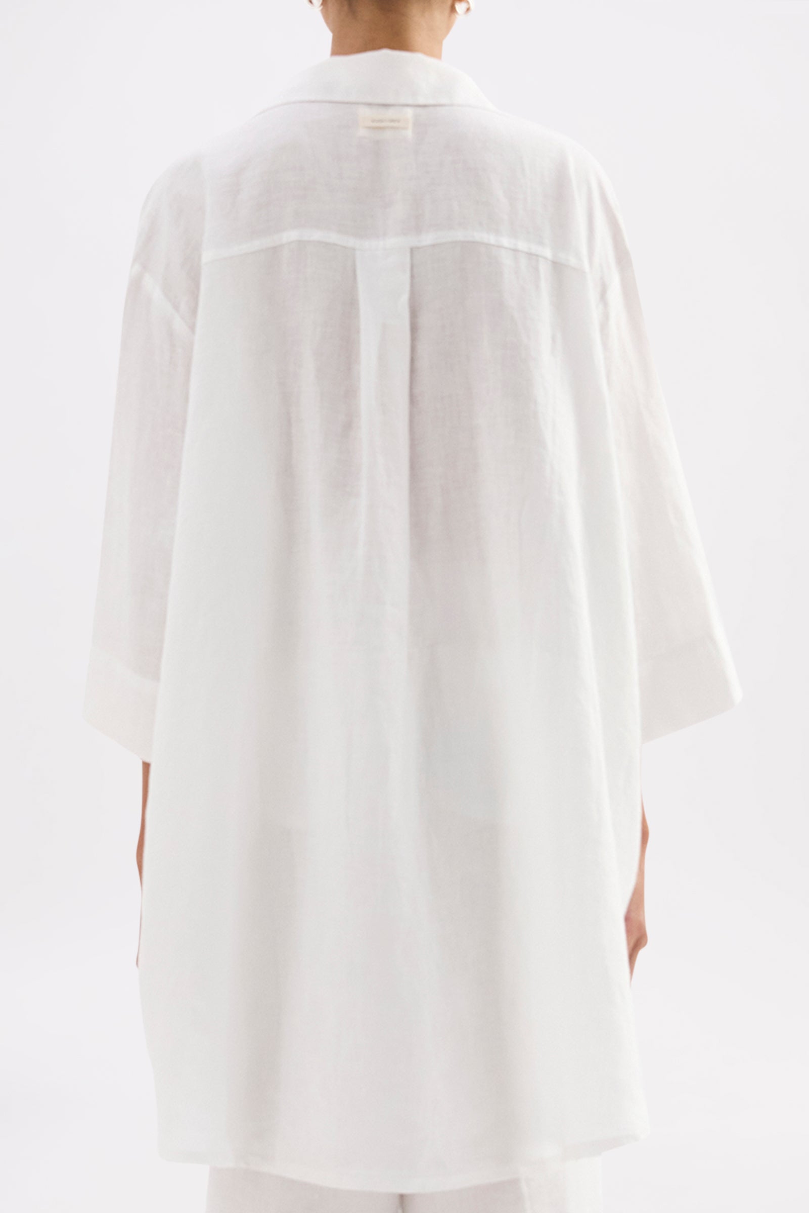 Lounge Linen Longline Shirt White 