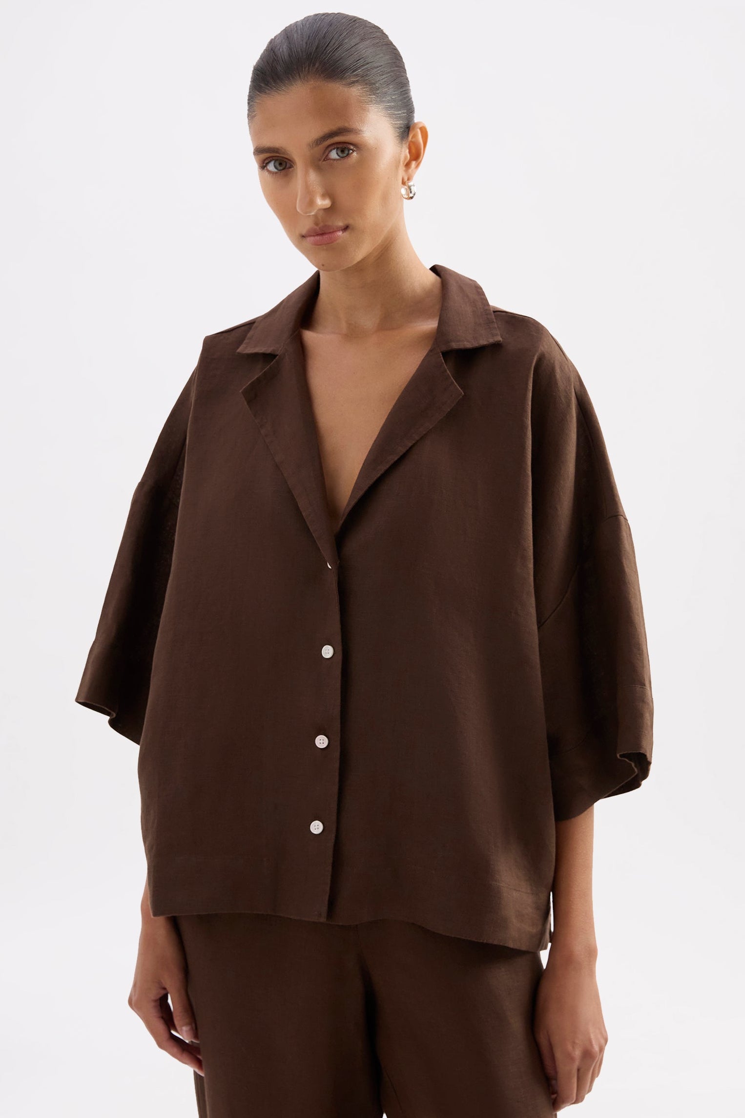Lounge Linen Shirt Chocolate 