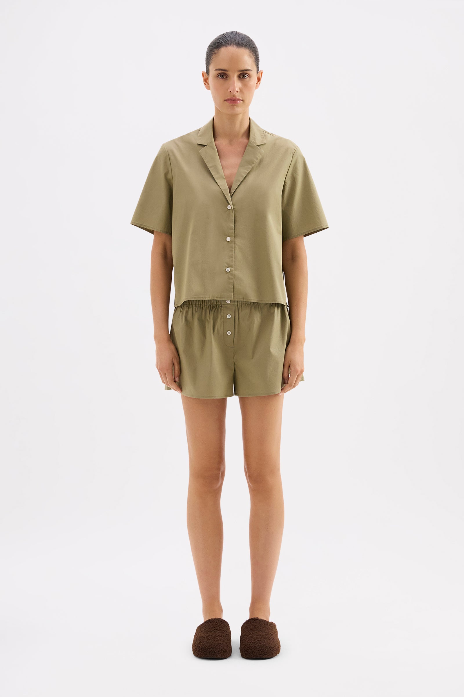 Organic Poplin Lounge Shirt Eucalyptus 