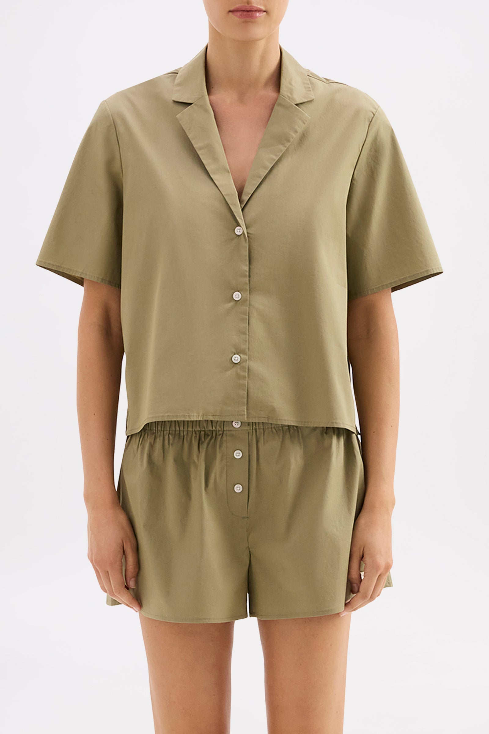 Organic Poplin Lounge Shirt Eucalyptus 