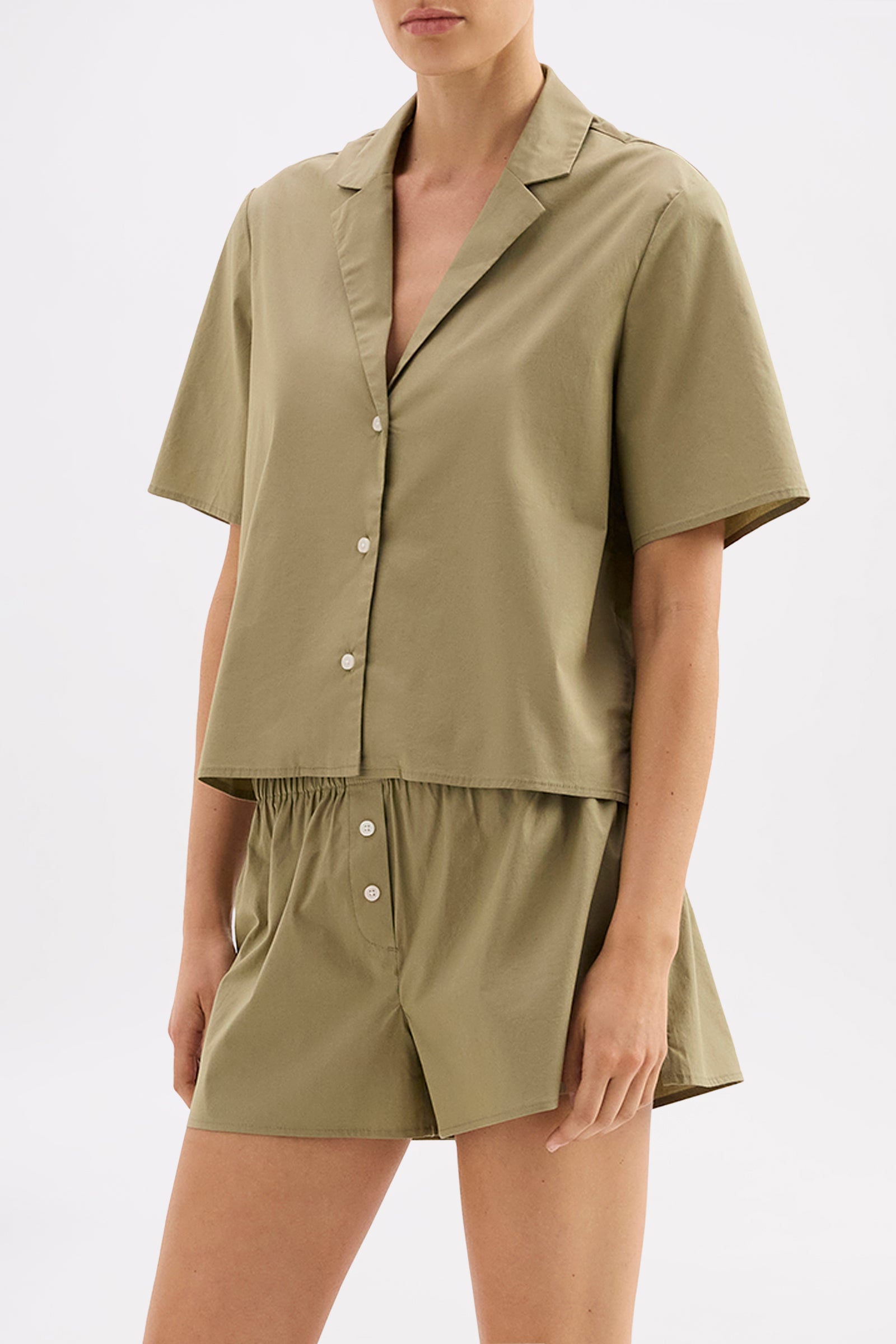 Organic Poplin Lounge Shirt Eucalyptus 