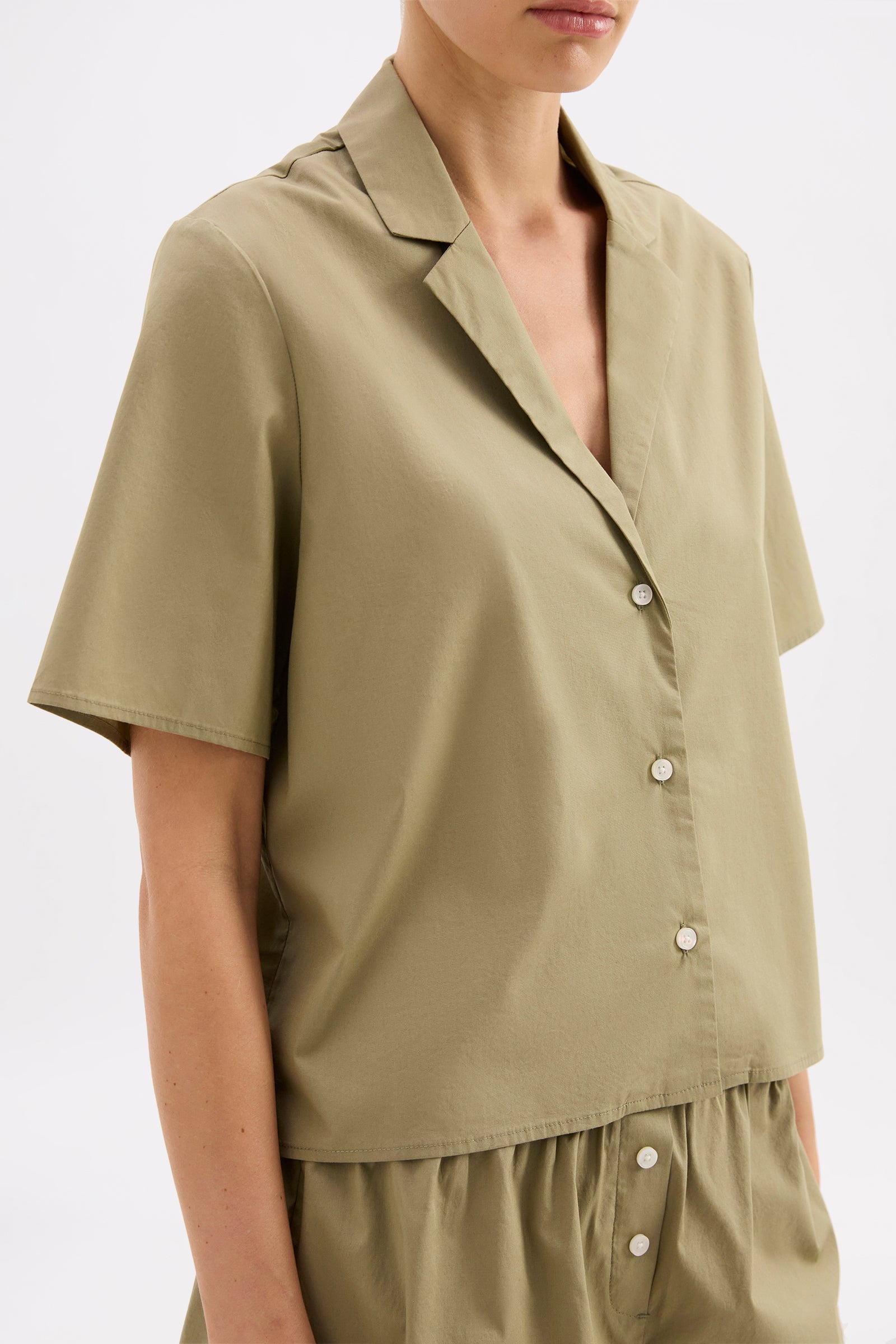 Organic Poplin Lounge Shirt Eucalyptus 