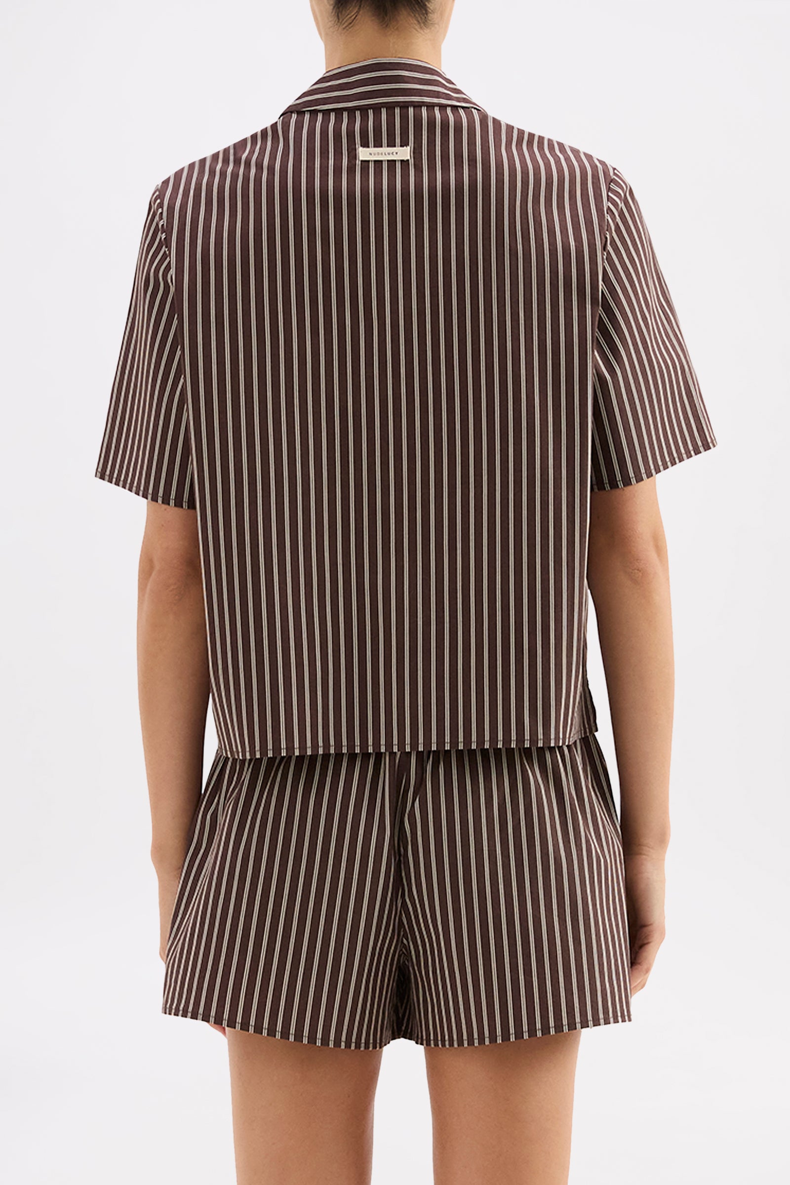 Organic Poplin Lounge Shirt Chocolate Stripe 