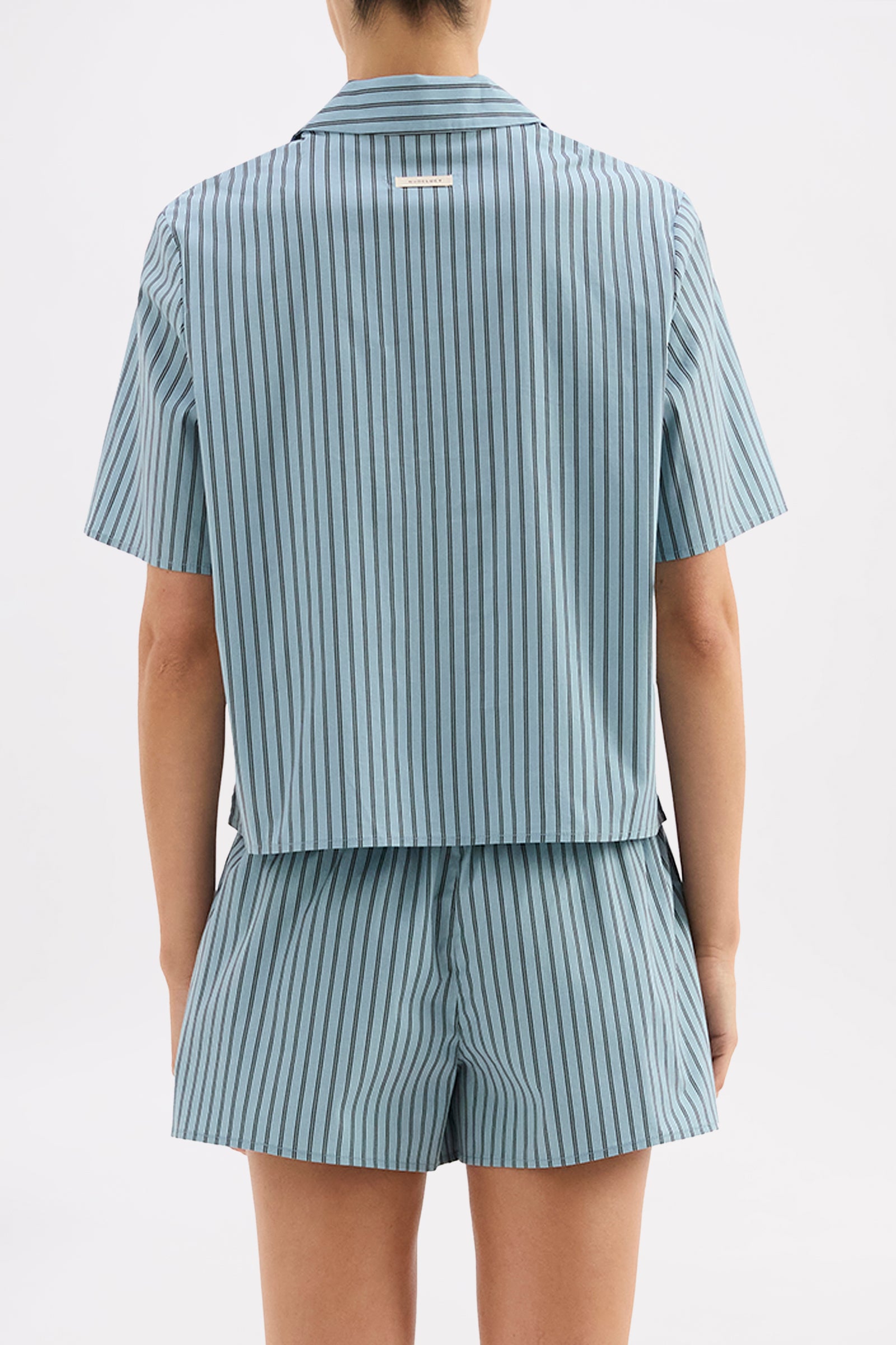 Organic Poplin Lounge Shirt Lagoon Stripe 