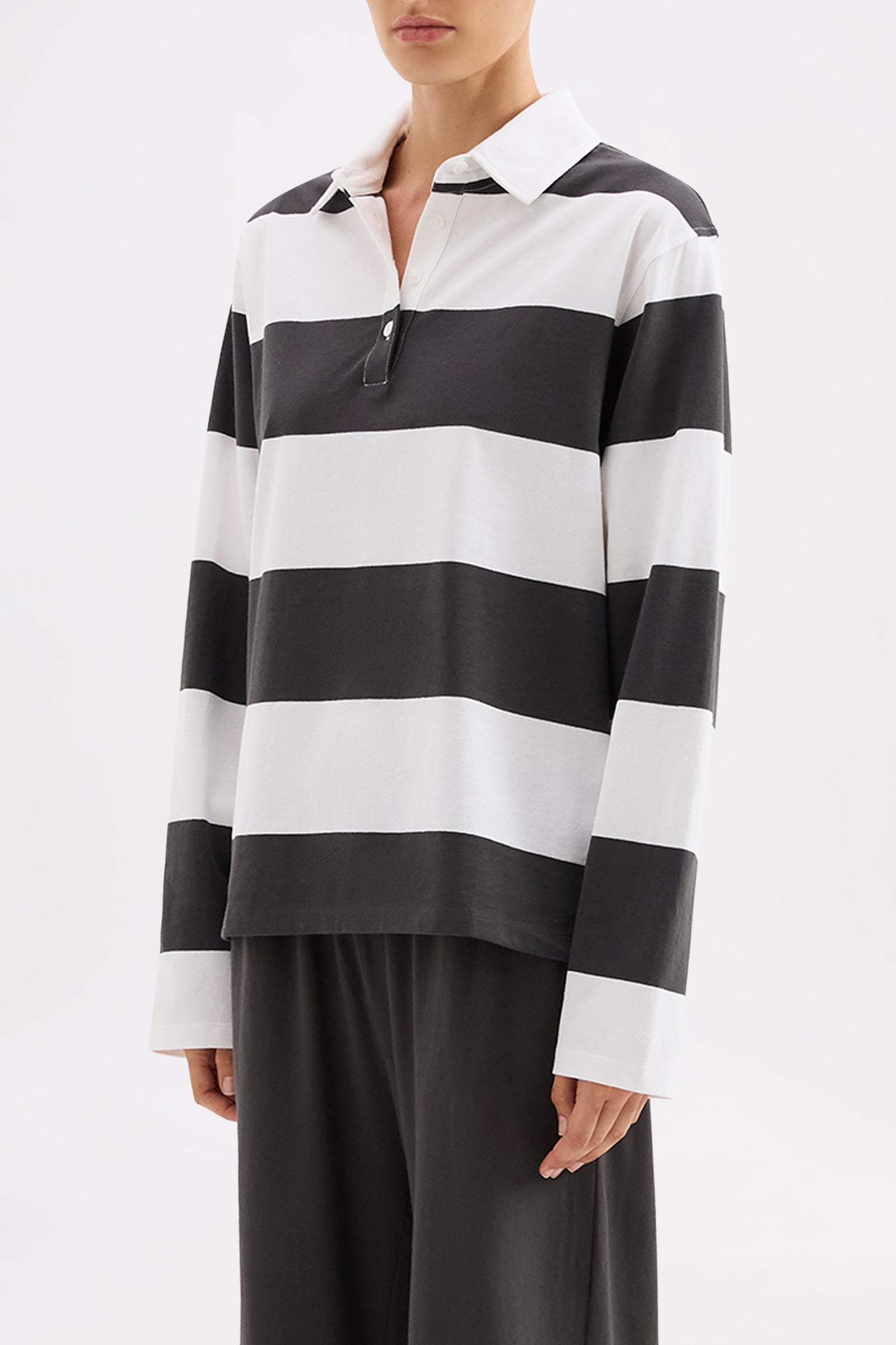 Organic Lounge Jersey Coal Stripe 