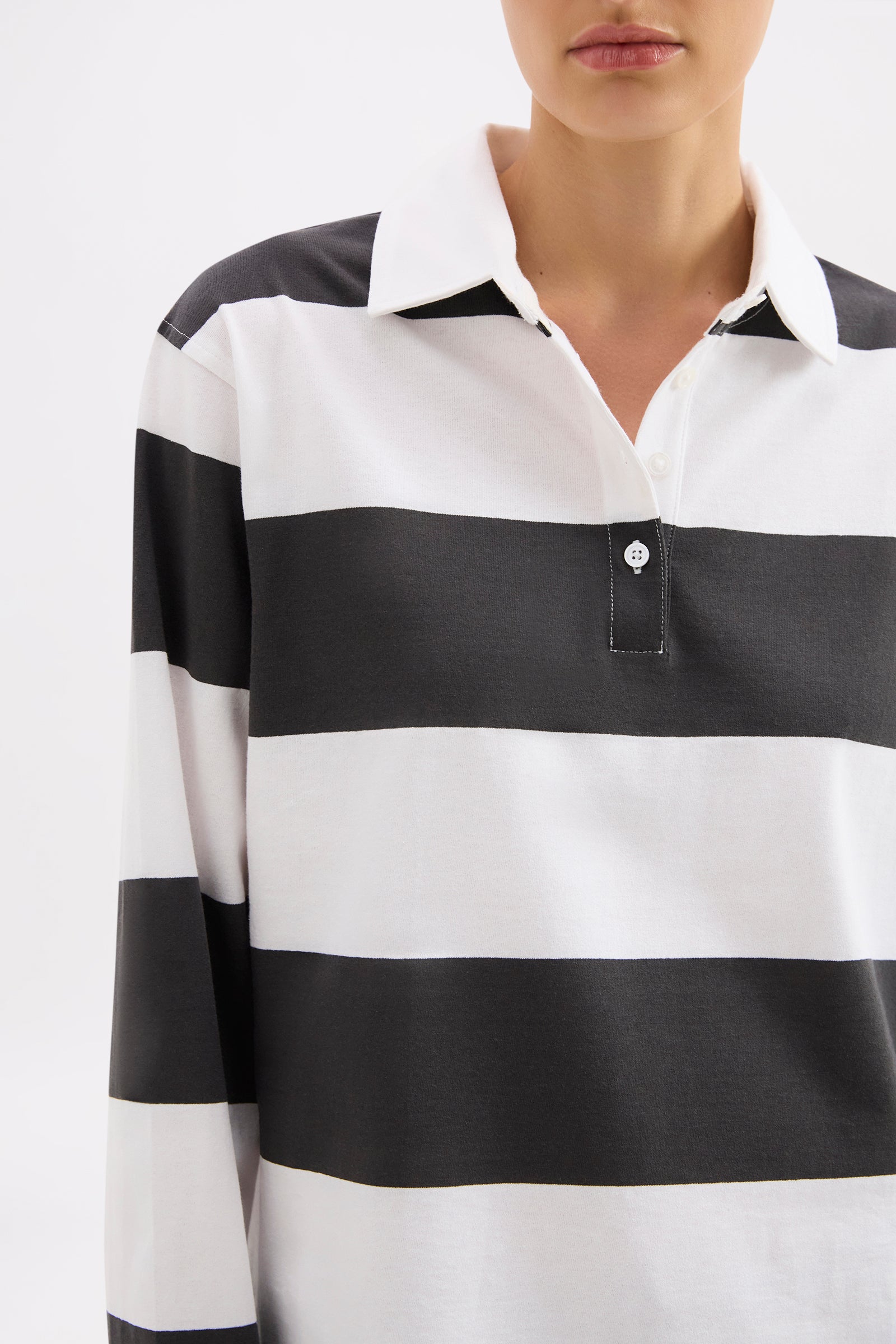 Organic Lounge Jersey Coal Stripe 