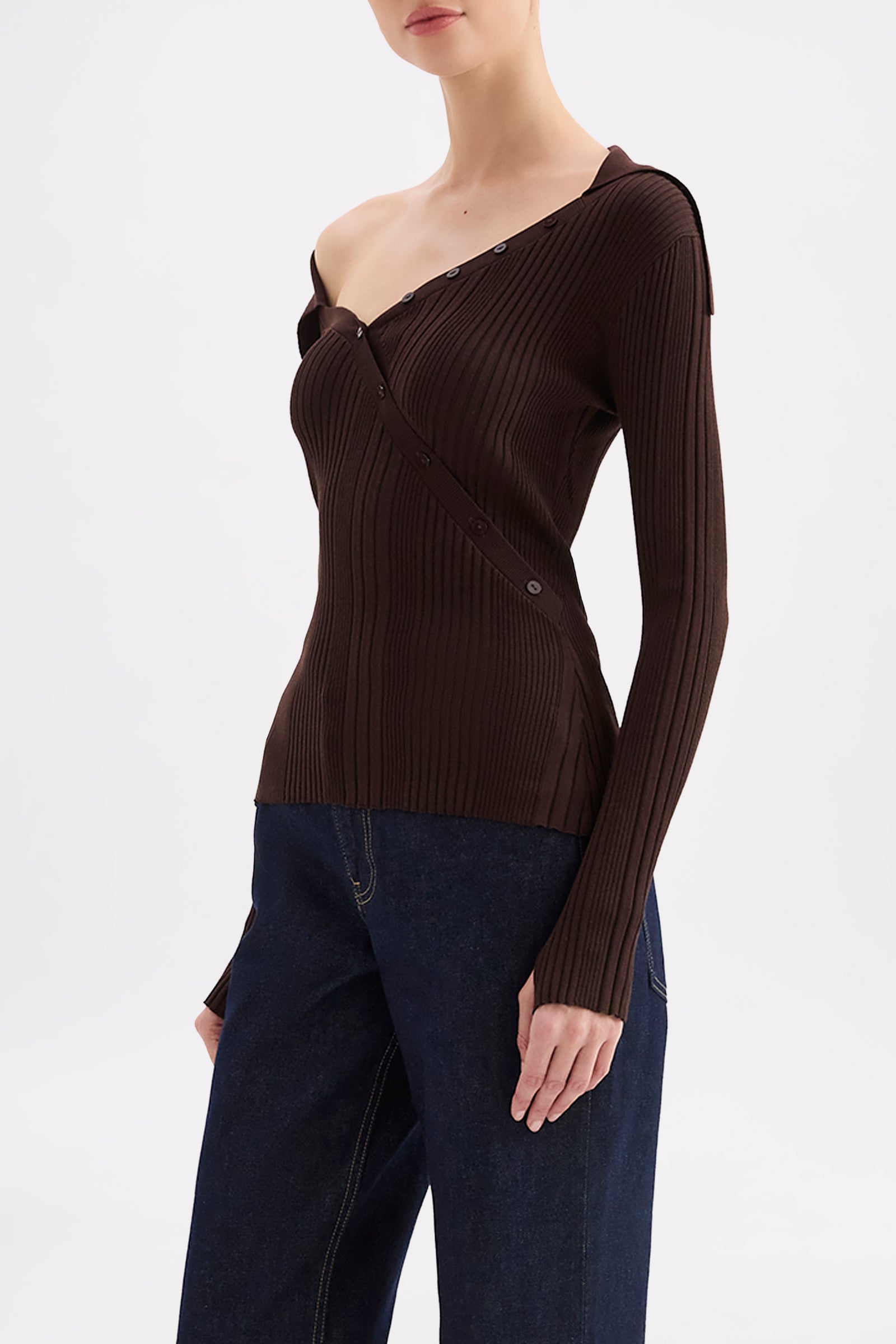 Sonnet Off Shoulder Knit Dark Chocolate 
