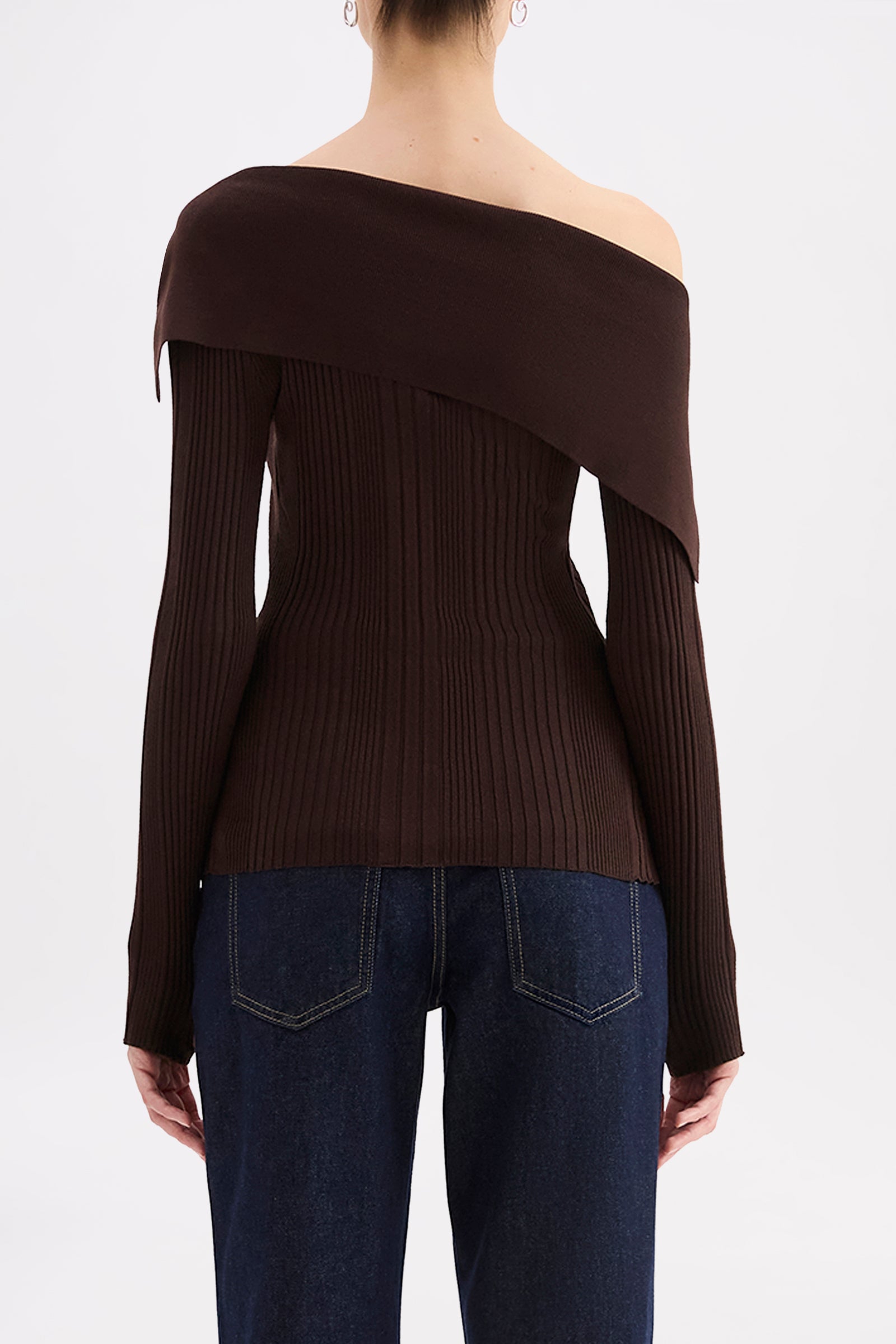 Sonnet Off Shoulder Knit Dark Chocolate 