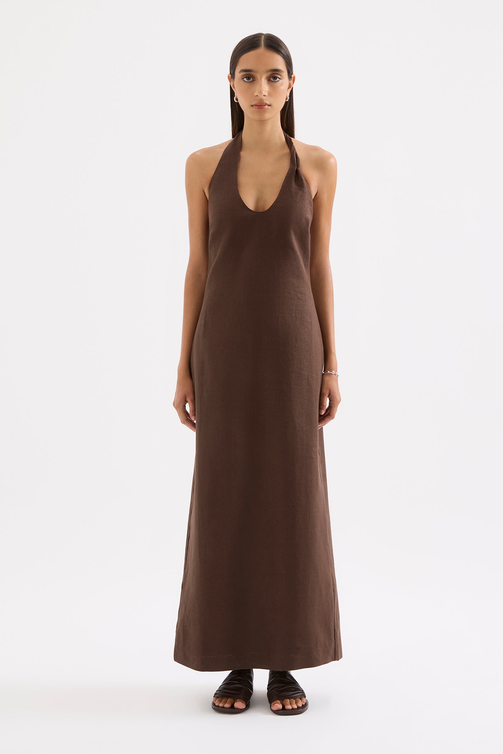 Zayda Linen Dress Chocolate 