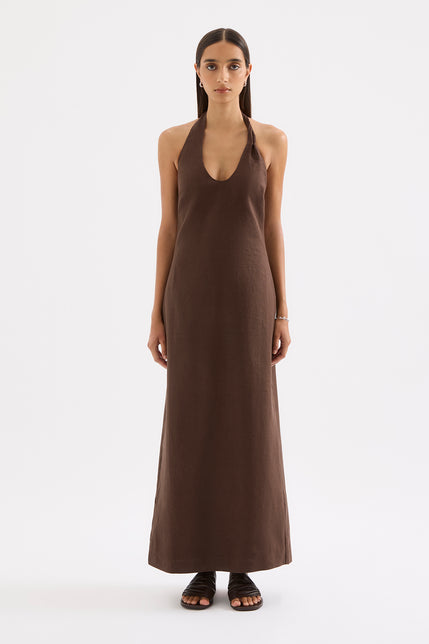Zayda Linen Dress Chocolate 