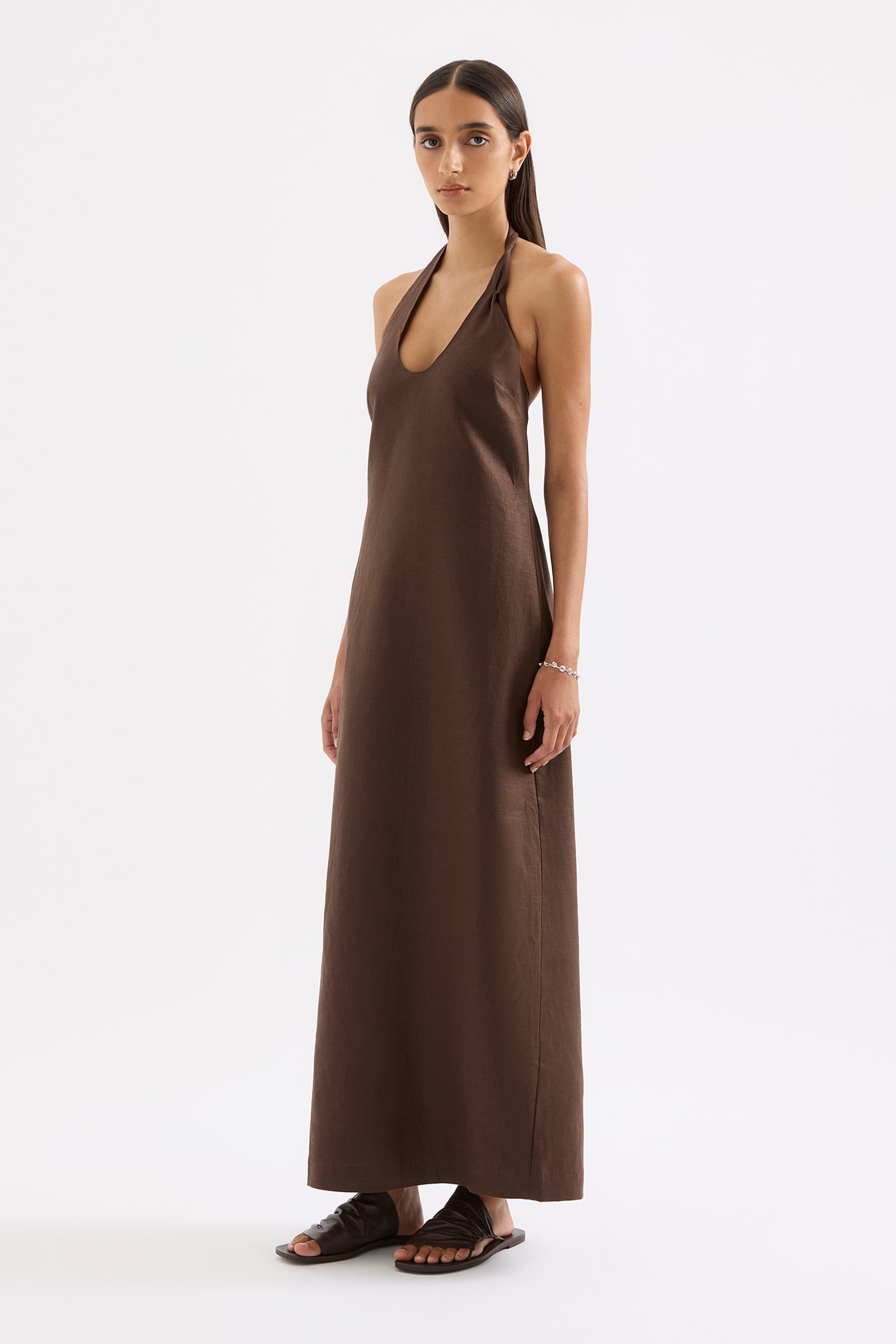Zayda Linen Dress Chocolate 