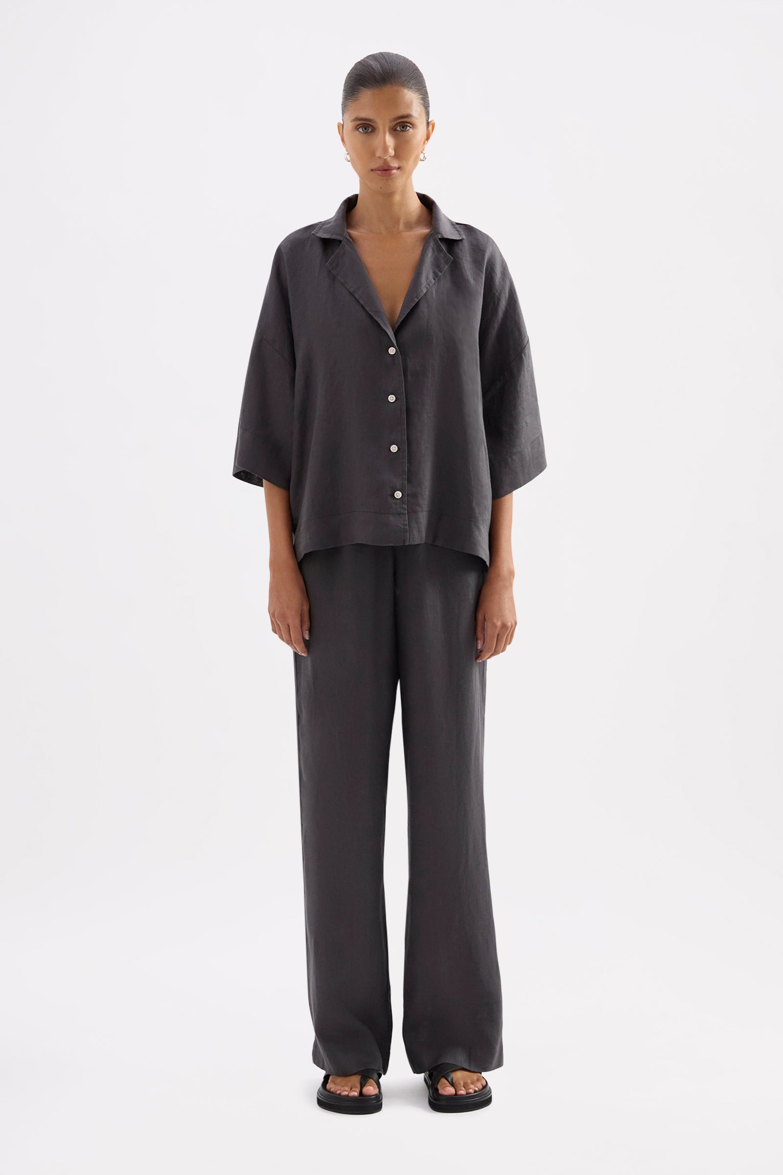 Lounge Linen Pant Coal 