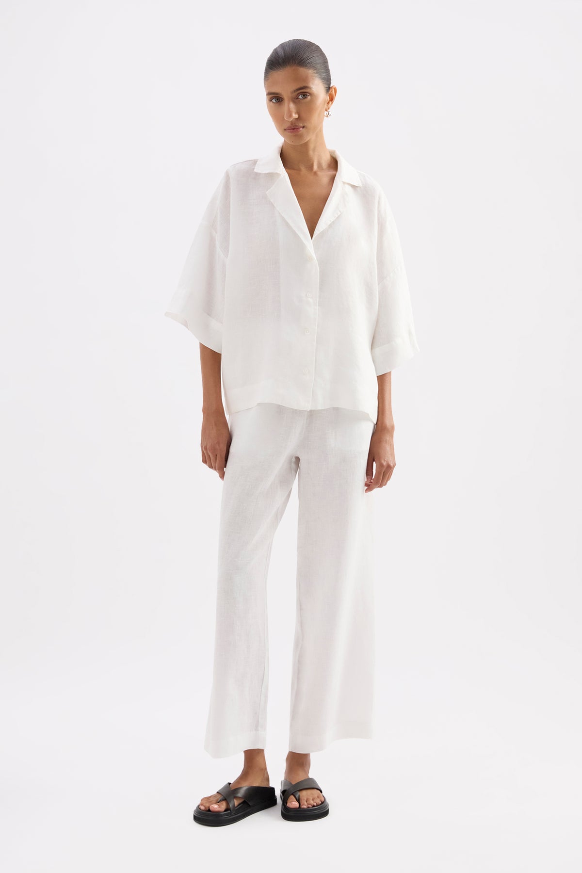 Lounge Linen Shirt & Crop Pant Set 