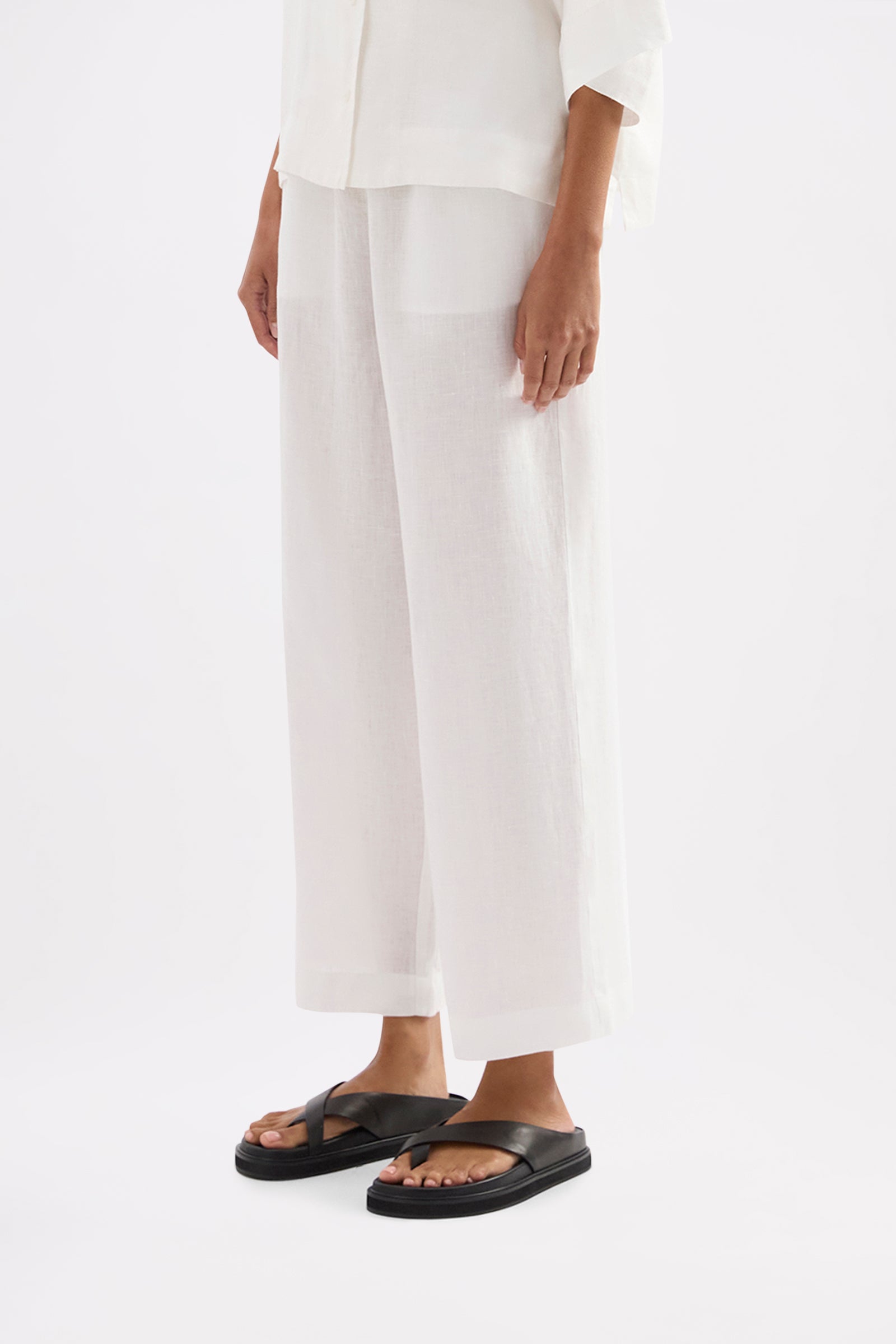 Lounge Linen Crop Pant White 