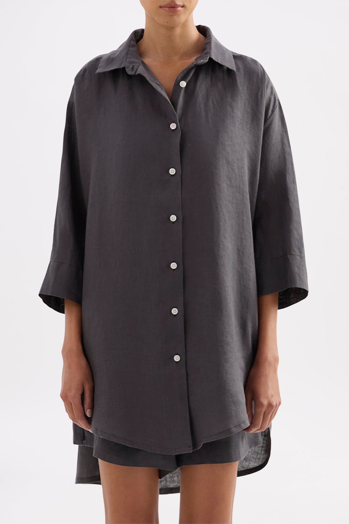 Lounge Linen Longline Shirt & Short Set 