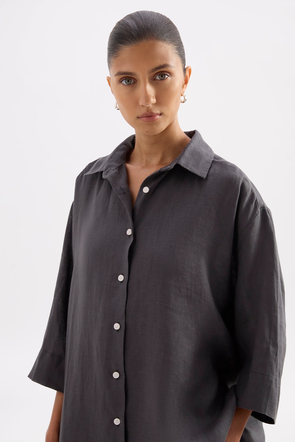 Lounge Linen Longline Shirt & Crop Pant Set 