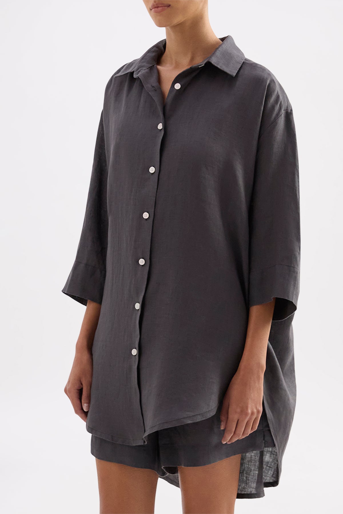 Lounge Linen Longline Shirt & Short Set 