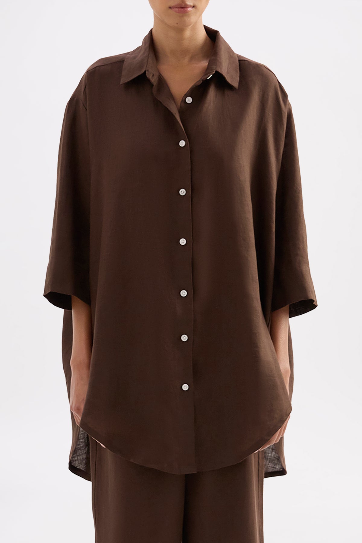 Lounge Linen Longline Shirt & Crop Pant Set 