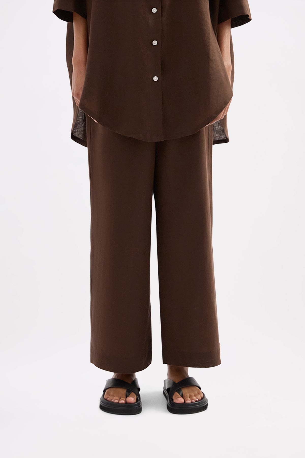 Lounge Linen Longline Shirt & Crop Pant Set 