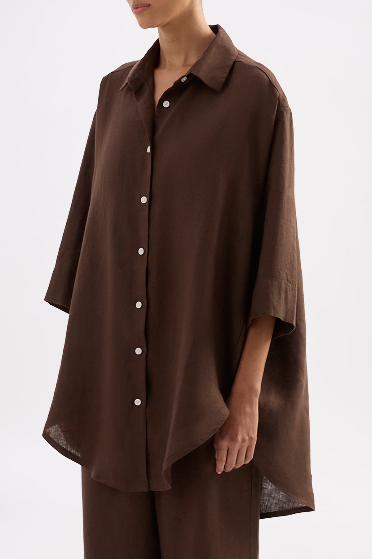 Lounge Linen Longline Shirt & Crop Pant Set 
